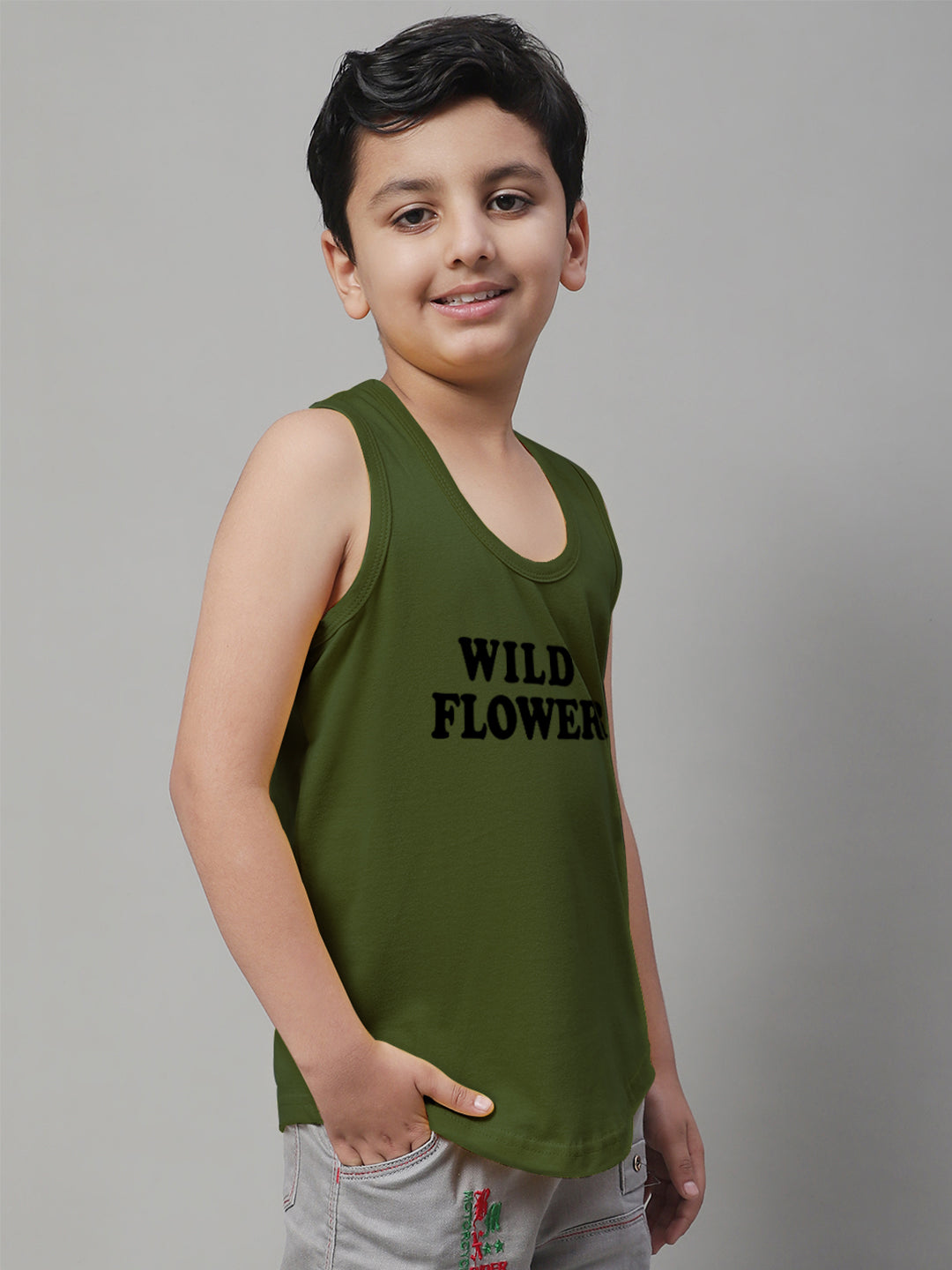 Kids Wild Flower Pure Cotton Regular Fit Vest - Friskers
