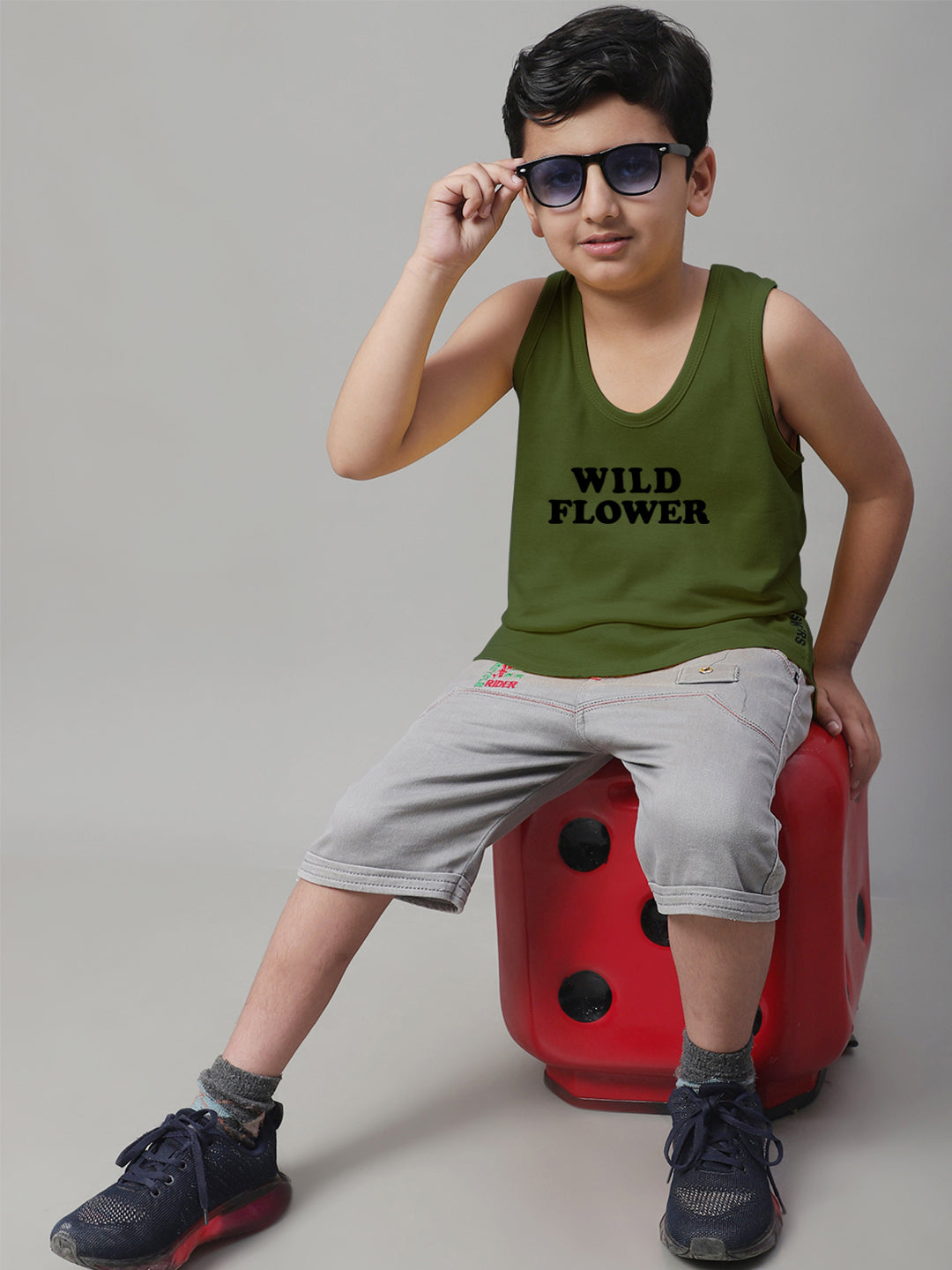 Kids Wild Flower Pure Cotton Regular Fit Vest - Friskers