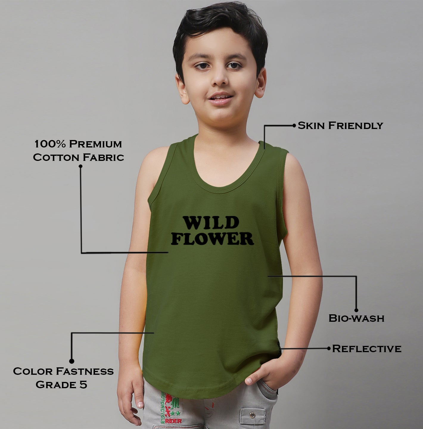 Kids Wild Flower Pure Cotton Regular Fit Vest - Friskers