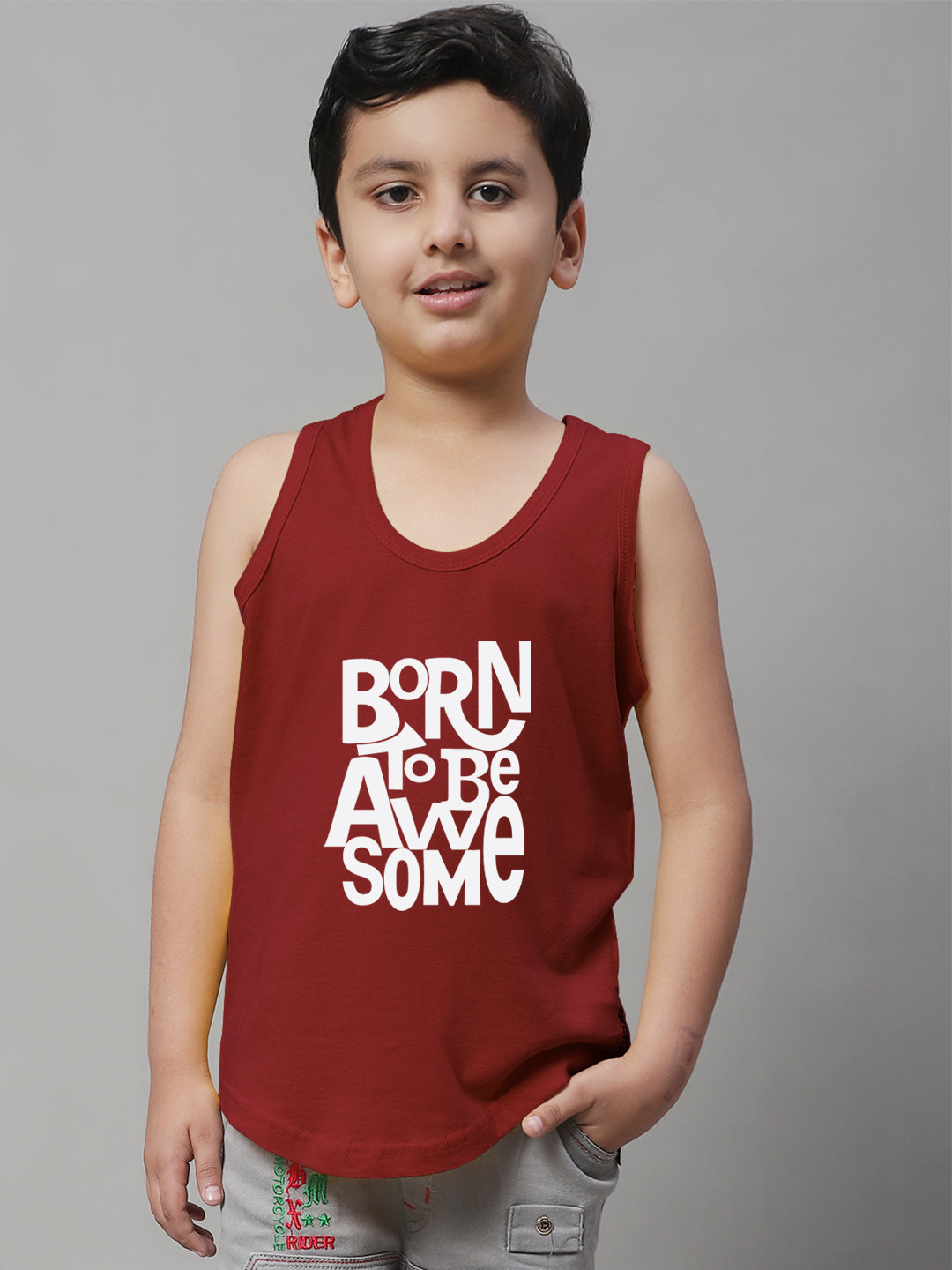 Boys Born To Be Awesome Regular Fit Vest - Friskers