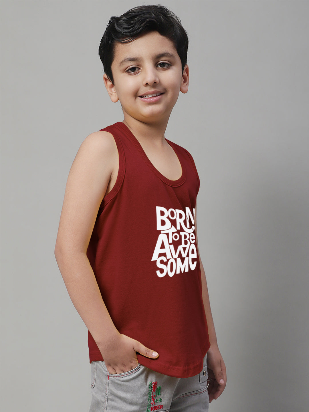 Boys Born To Be Awesome Regular Fit Vest - Friskers