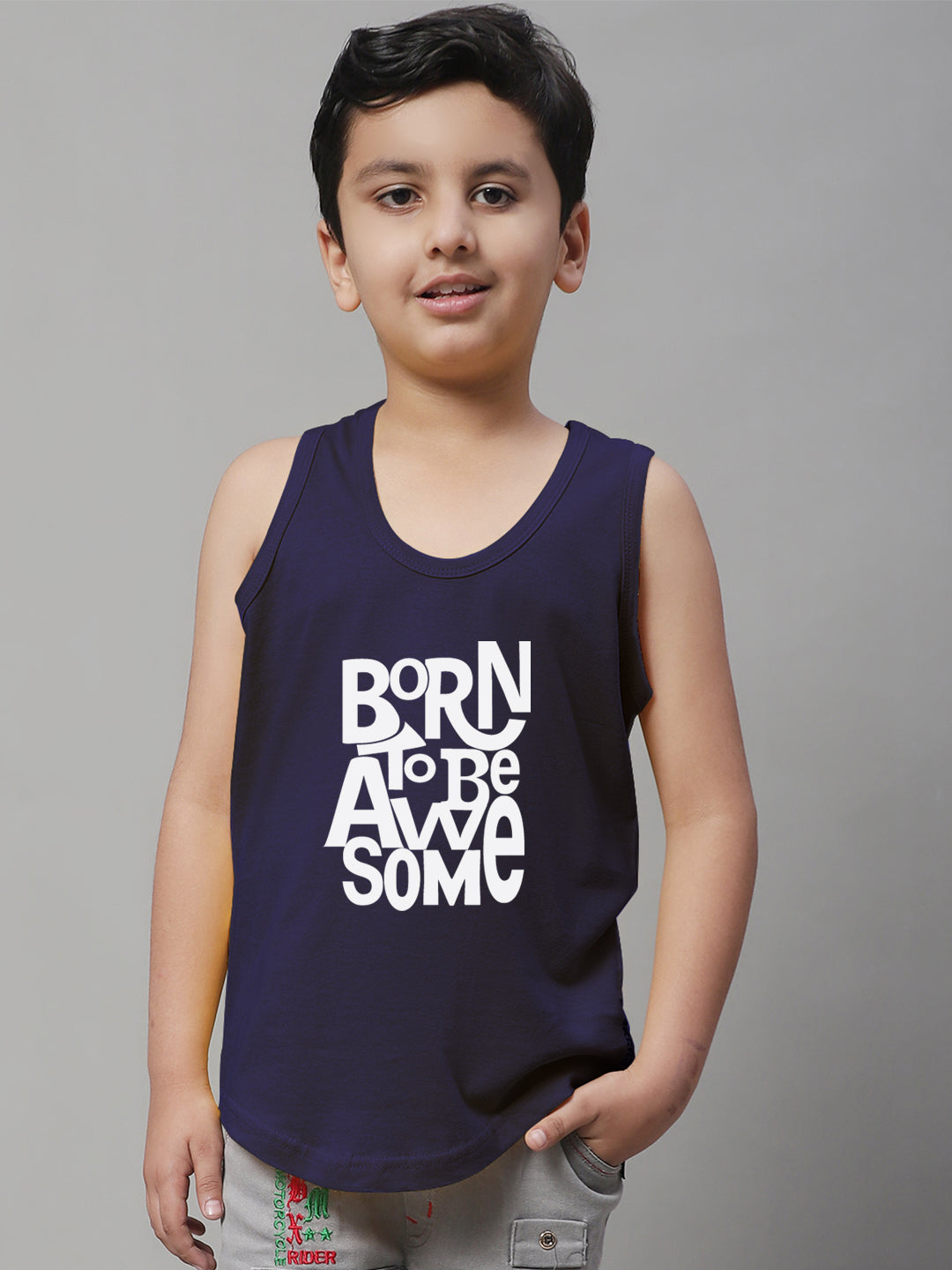 Boys Born To Be Awesome Regular Fit Vest - Friskers