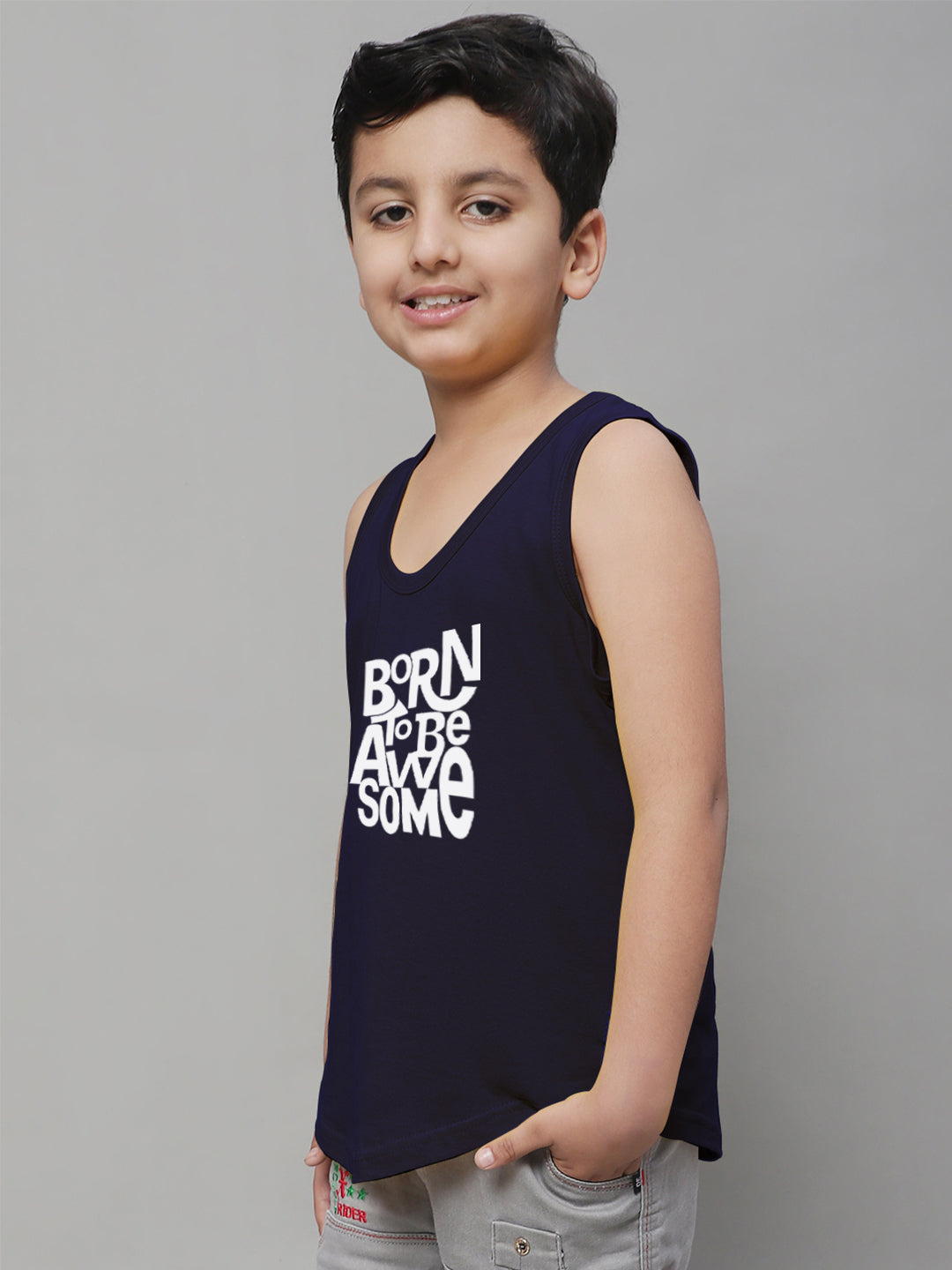 Boys Born To Be Awesome Regular Fit Vest - Friskers
