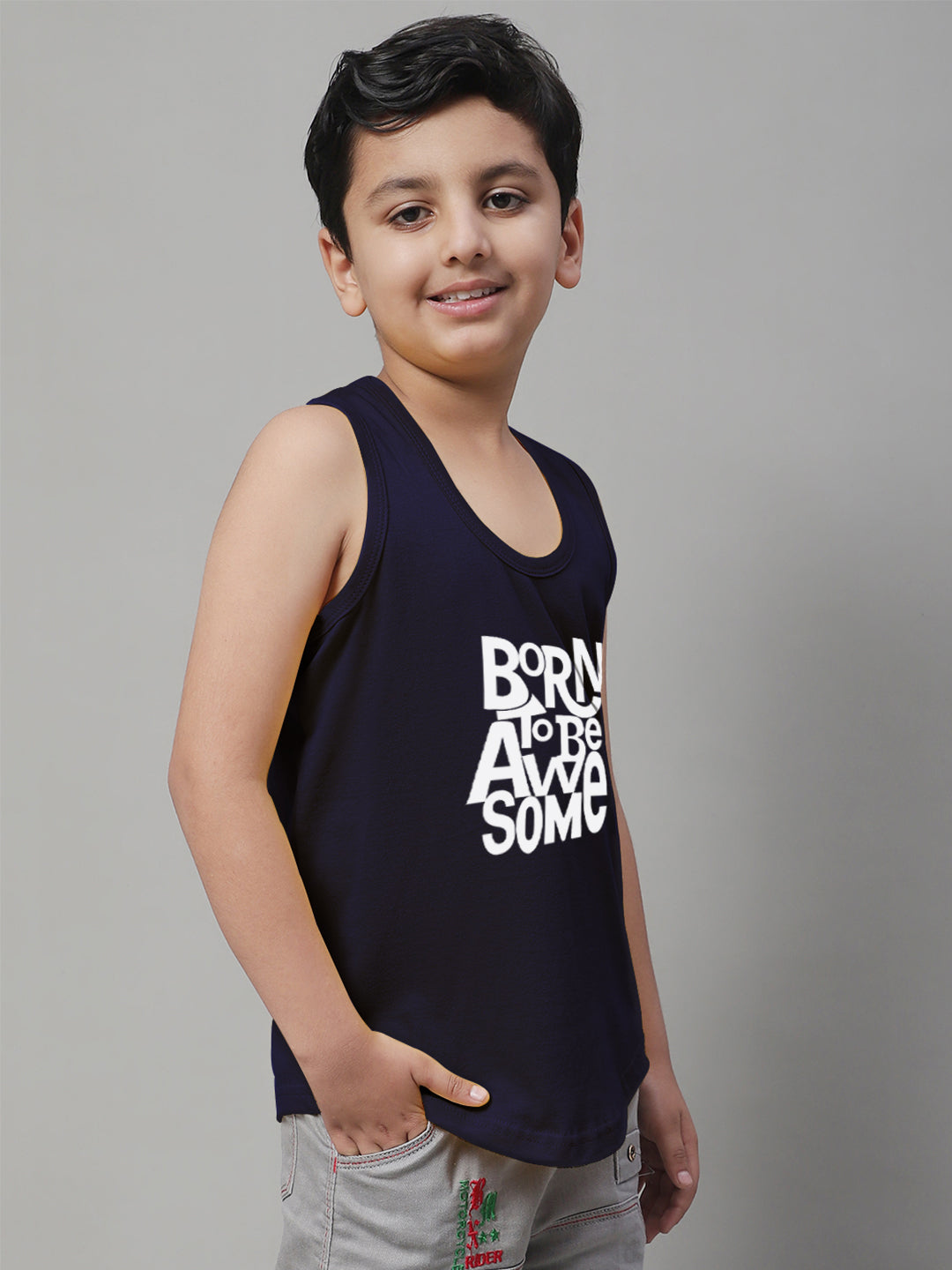 Boys Born To Be Awesome Regular Fit Vest - Friskers
