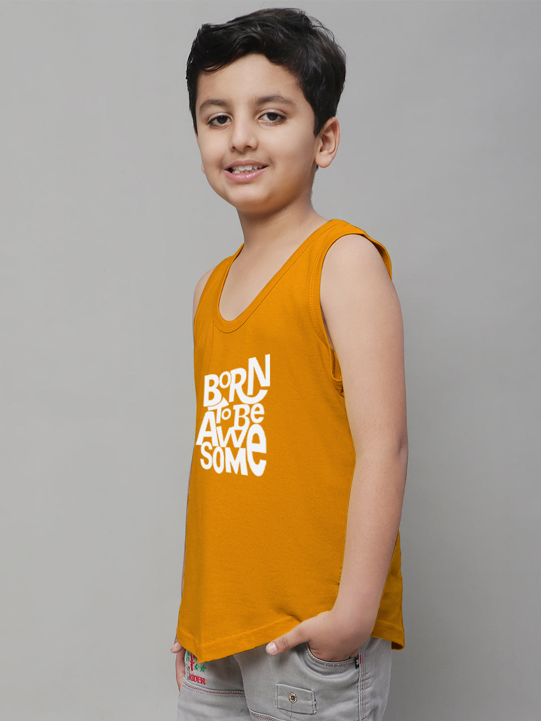 Boys Born To Be Awesome Regular Fit Vest - Friskers