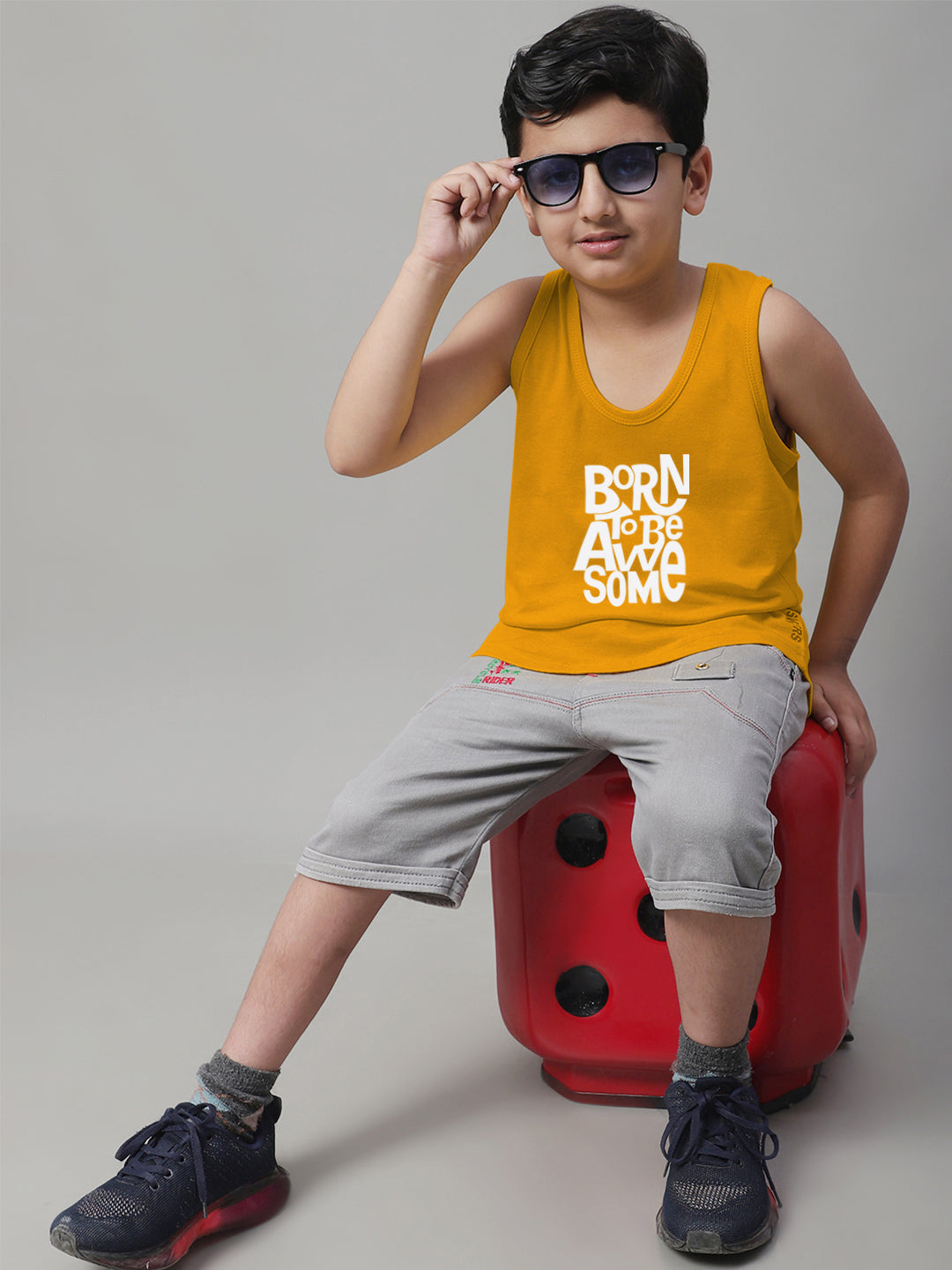 Boys Born To Be Awesome Regular Fit Vest - Friskers
