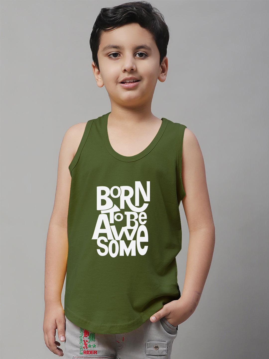 Boys Born To Be Awesome Regular Fit Vest - Friskers