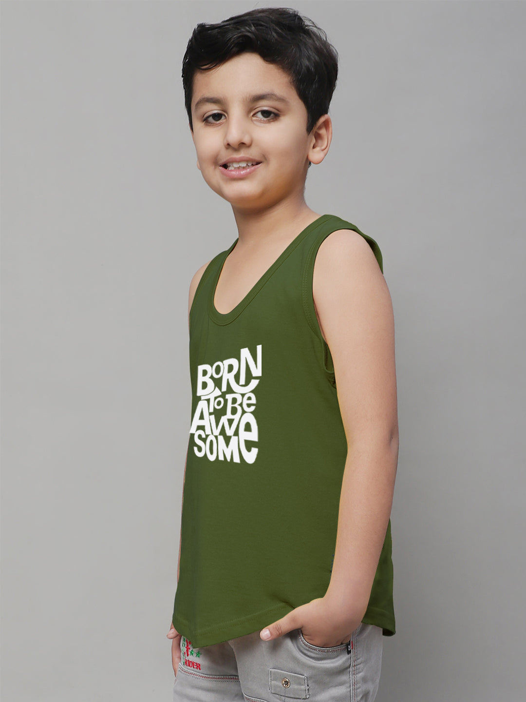 Boys Born To Be Awesome Regular Fit Vest - Friskers