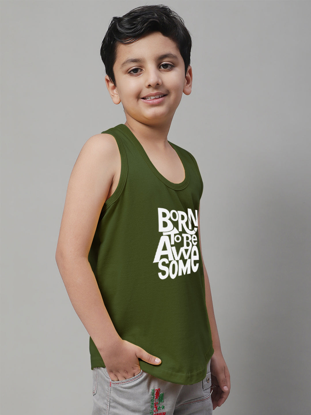 Boys Born To Be Awesome Regular Fit Vest - Friskers