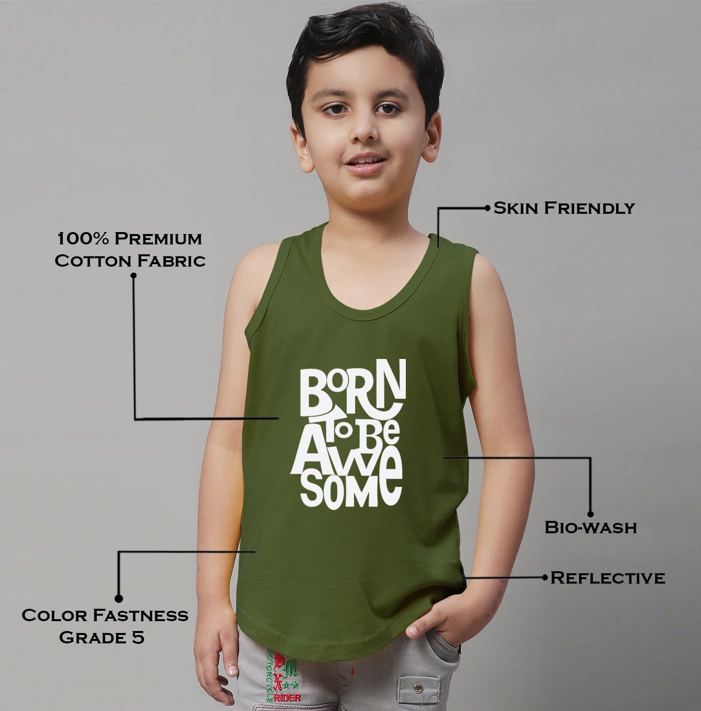 Boys Born To Be Awesome Regular Fit Vest - Friskers