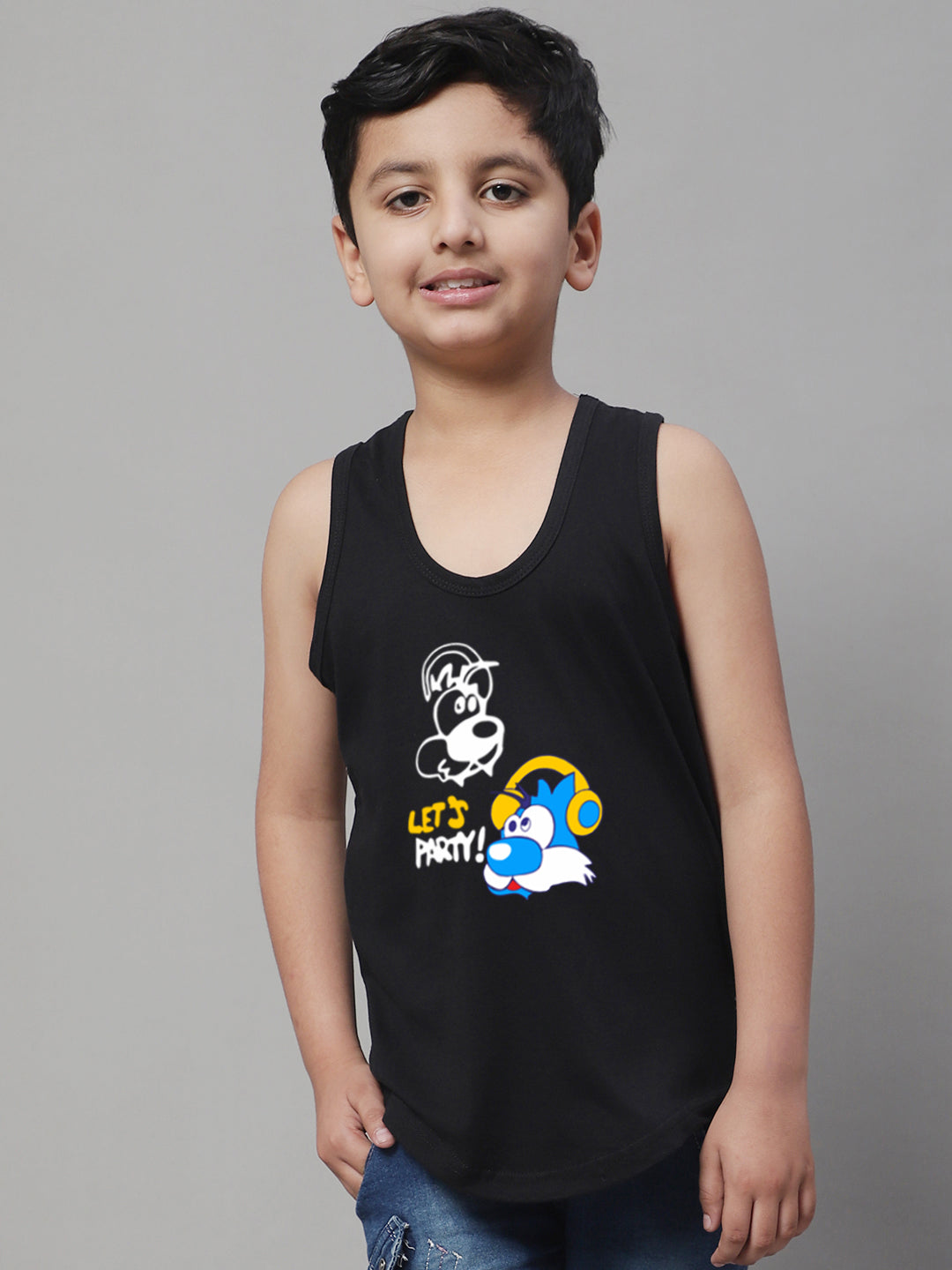 Boys Lets Party Regular Fit Printed Vest - Friskers