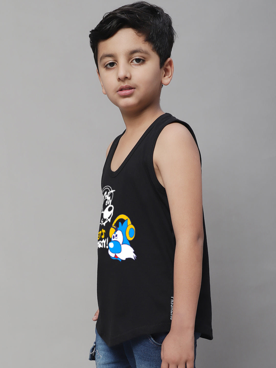 Boys Lets Party Regular Fit Printed Vest - Friskers