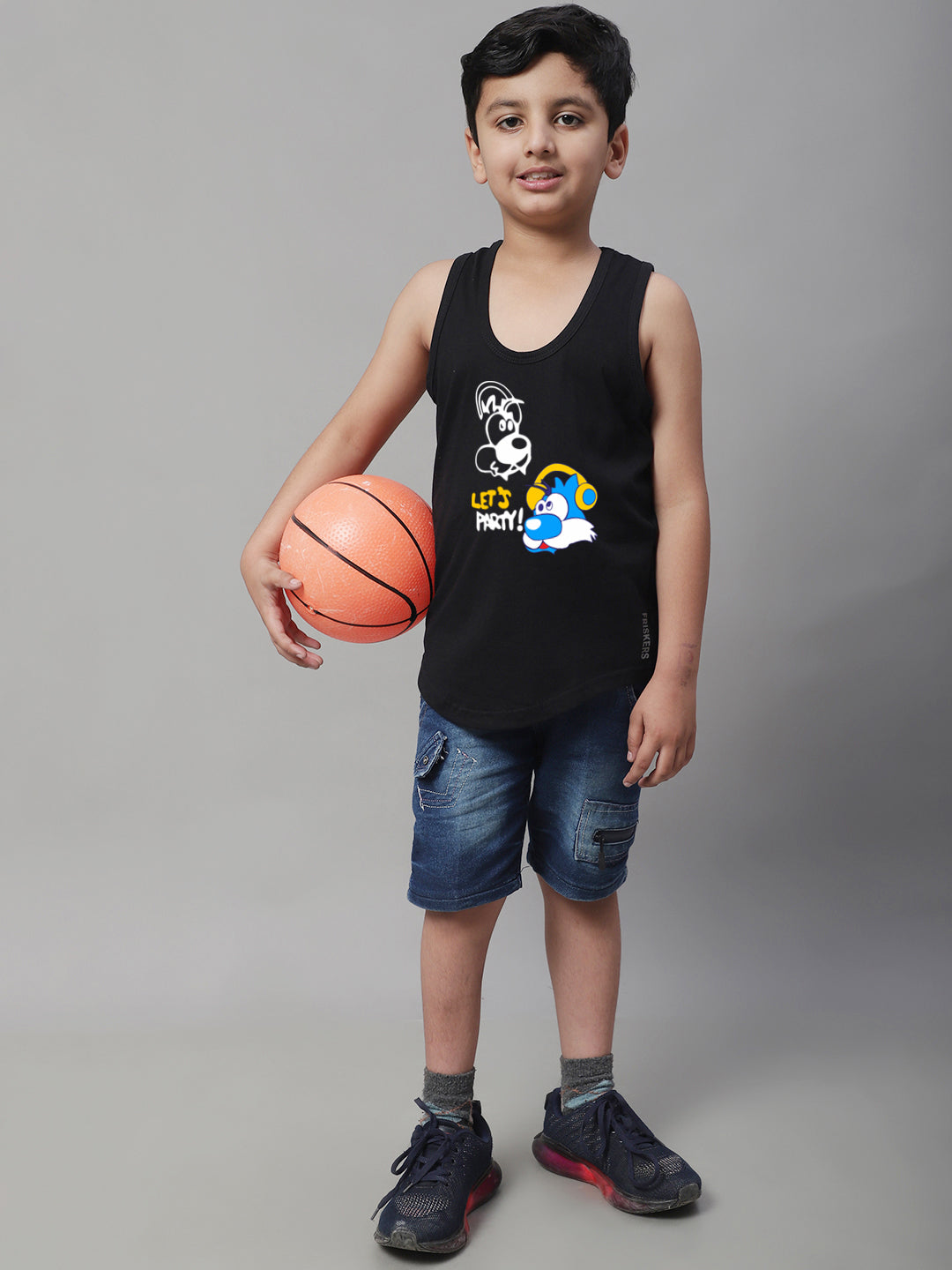 Boys Lets Party Regular Fit Printed Vest - Friskers
