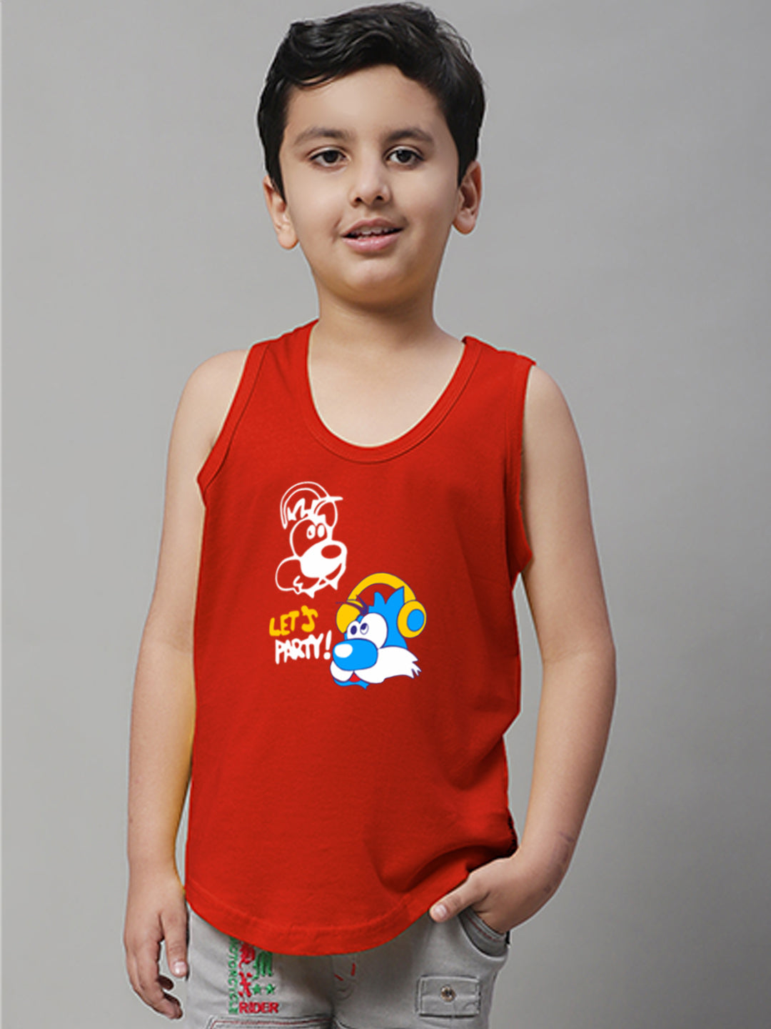 Boys Lets Party Regular Fit Printed Vest - Friskers