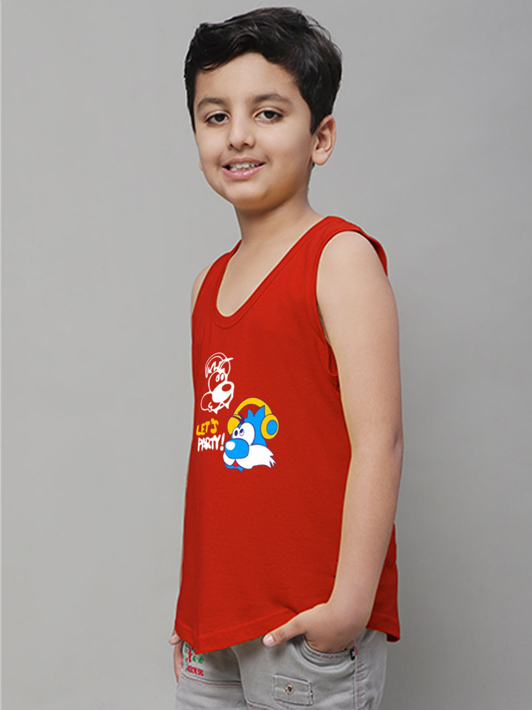Boys Lets Party Regular Fit Printed Vest - Friskers