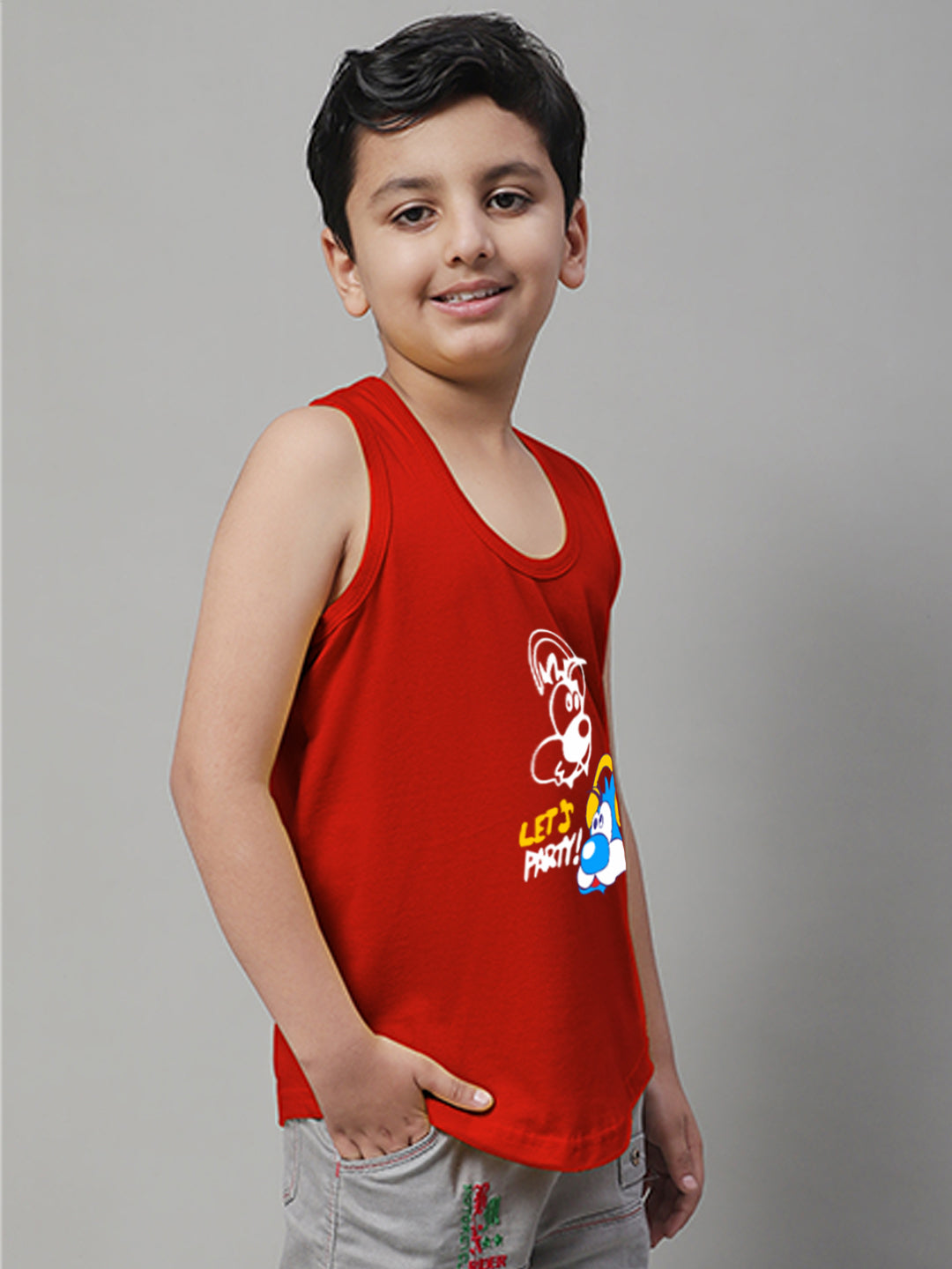 Boys Lets Party Regular Fit Printed Vest - Friskers