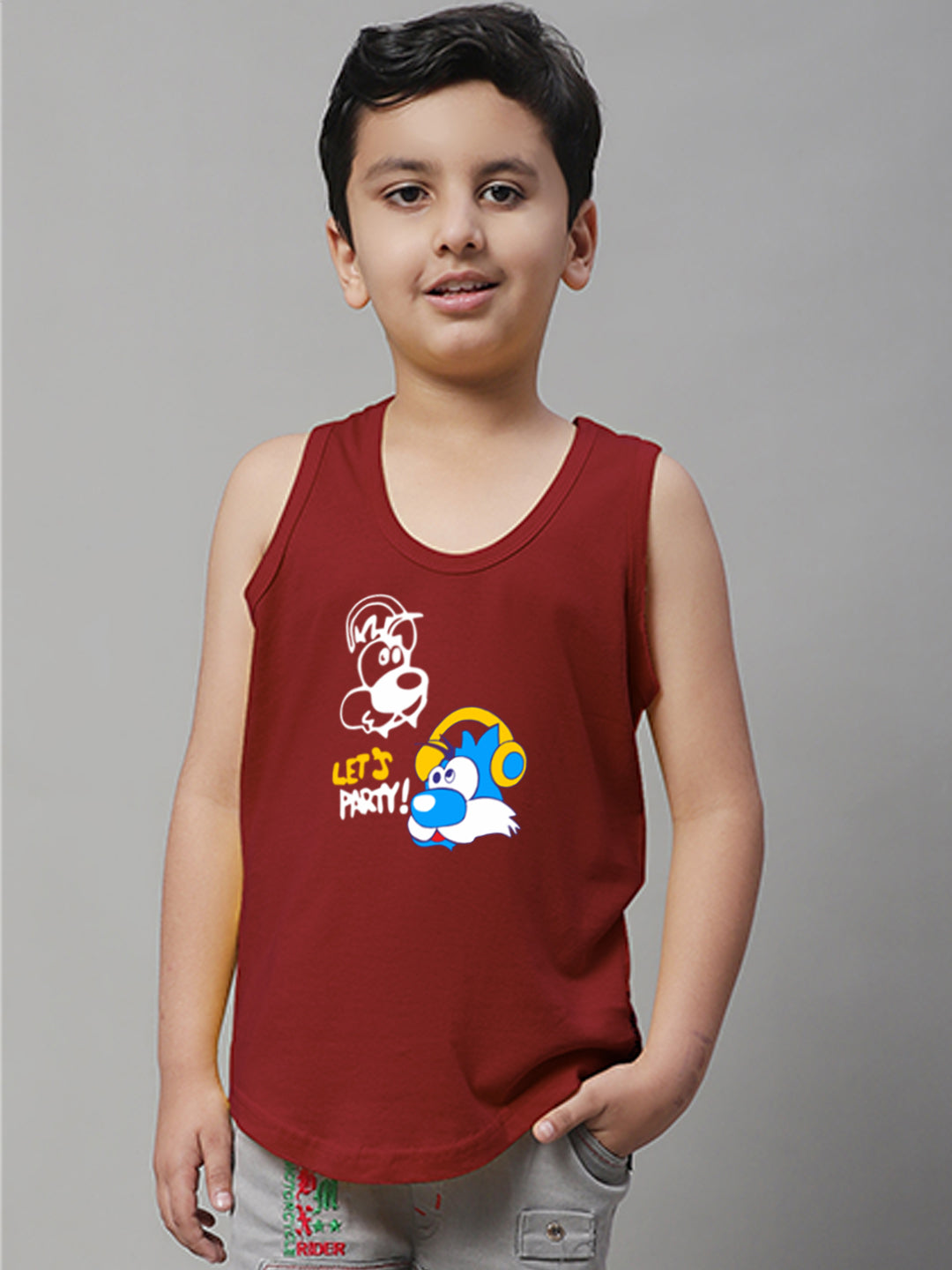 Boys Lets Party Regular Fit Printed Vest - Friskers