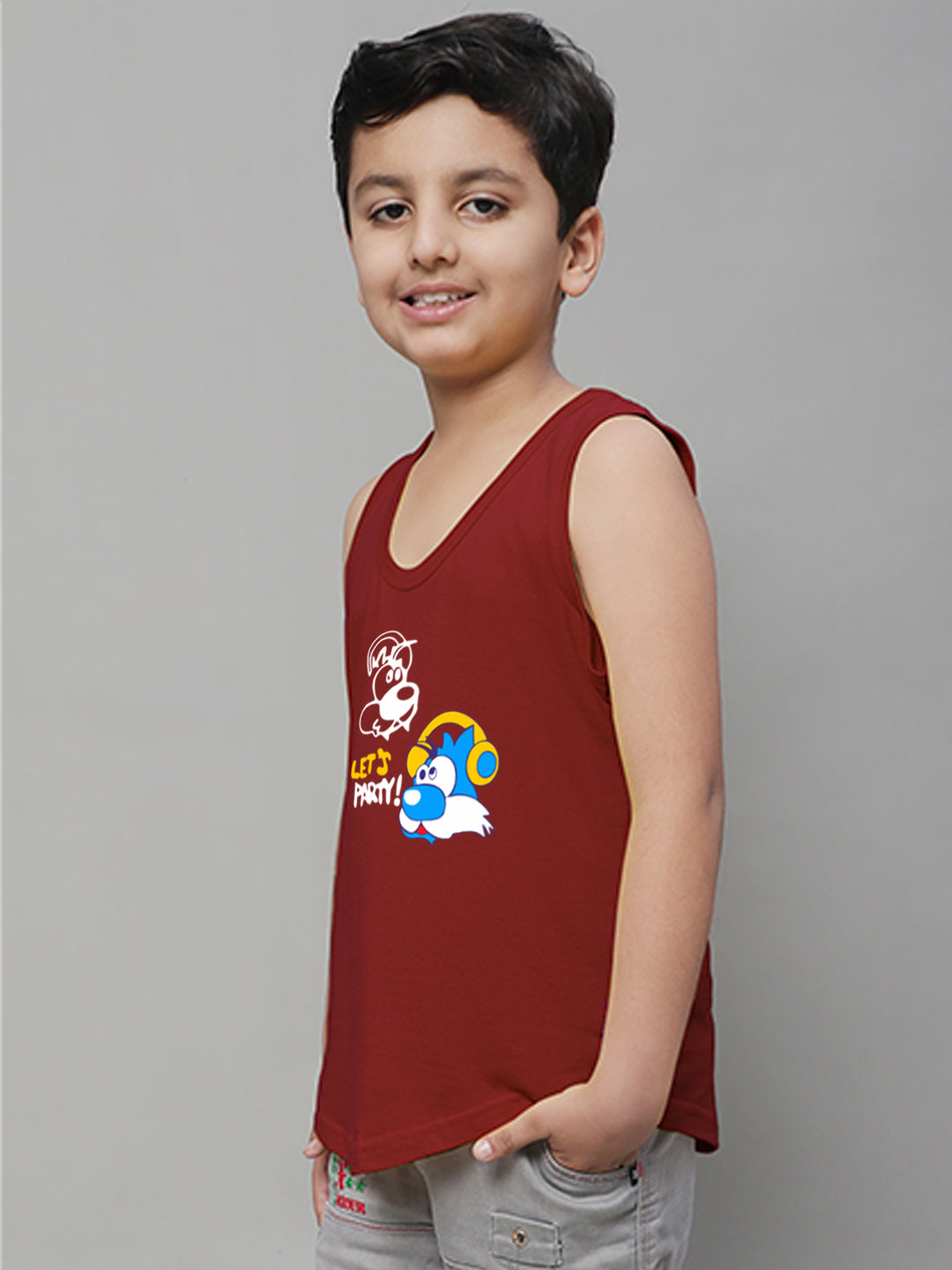 Boys Lets Party Regular Fit Printed Vest - Friskers