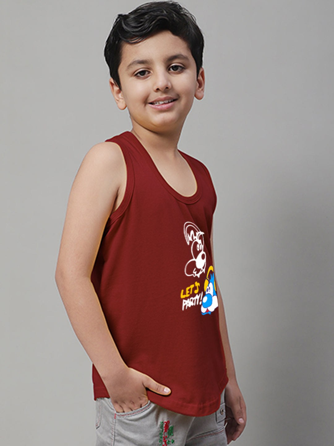 Boys Lets Party Regular Fit Printed Vest - Friskers