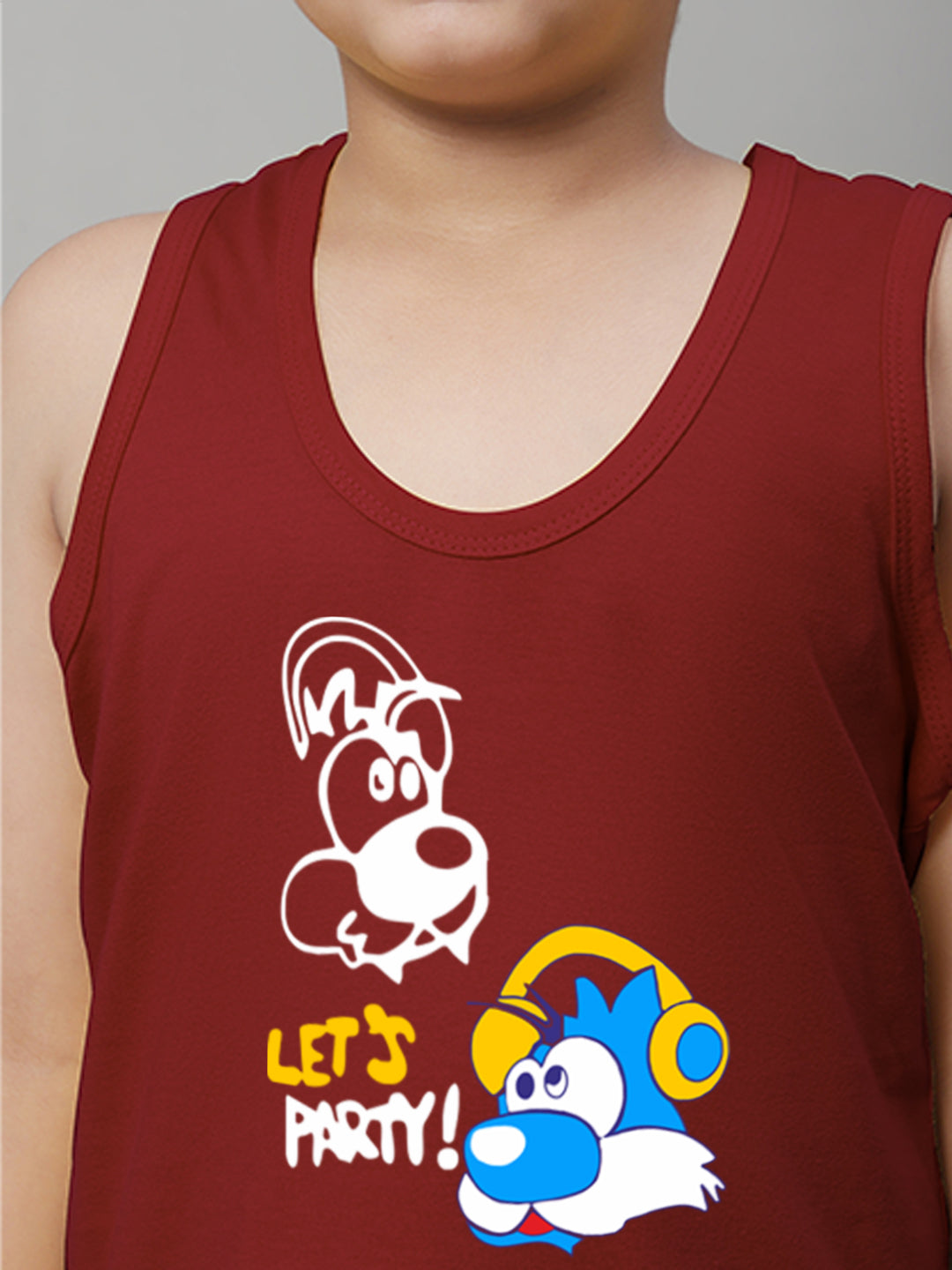 Boys Lets Party Regular Fit Printed Vest - Friskers