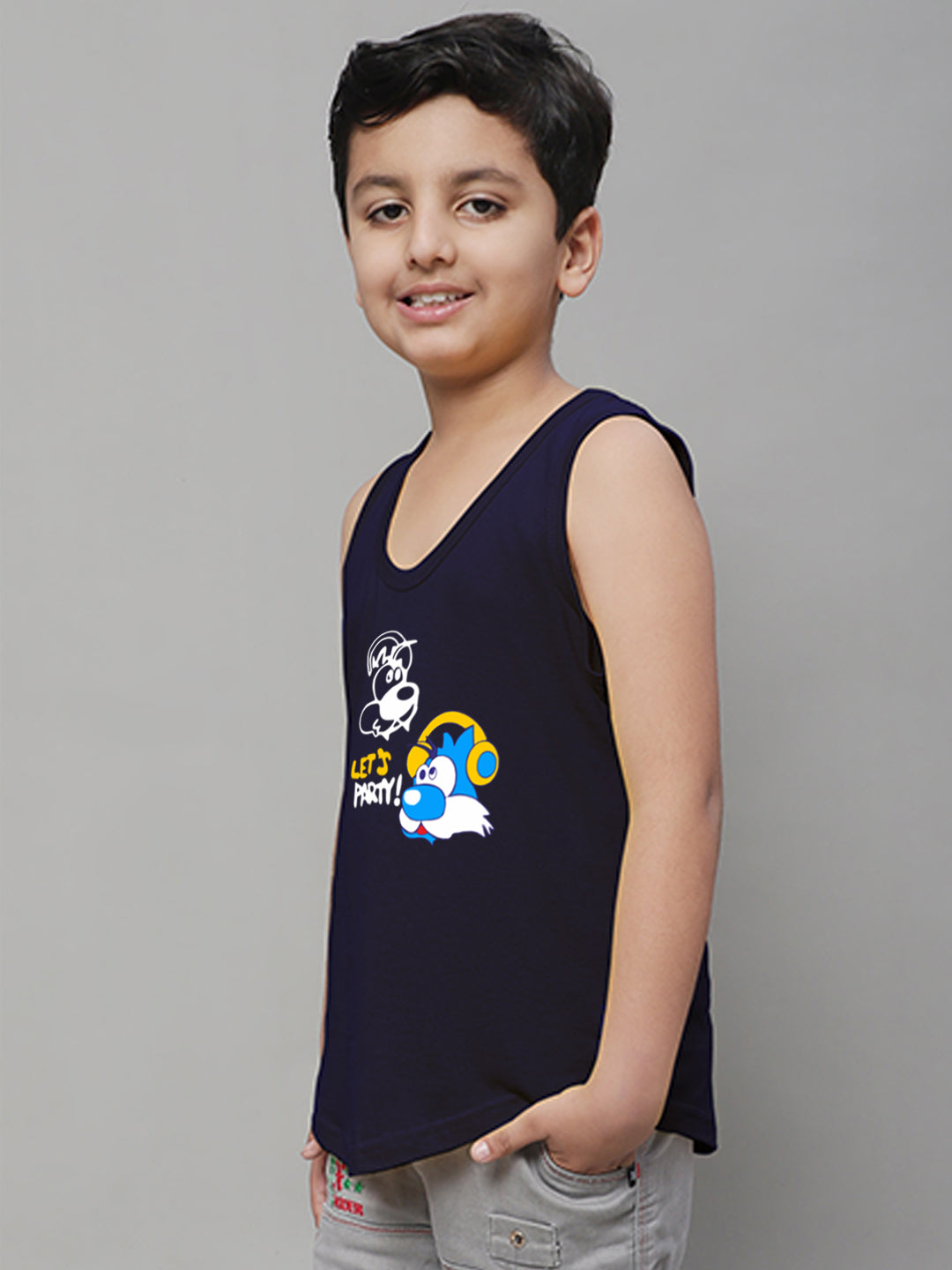 Boys Lets Party Regular Fit Printed Vest - Friskers