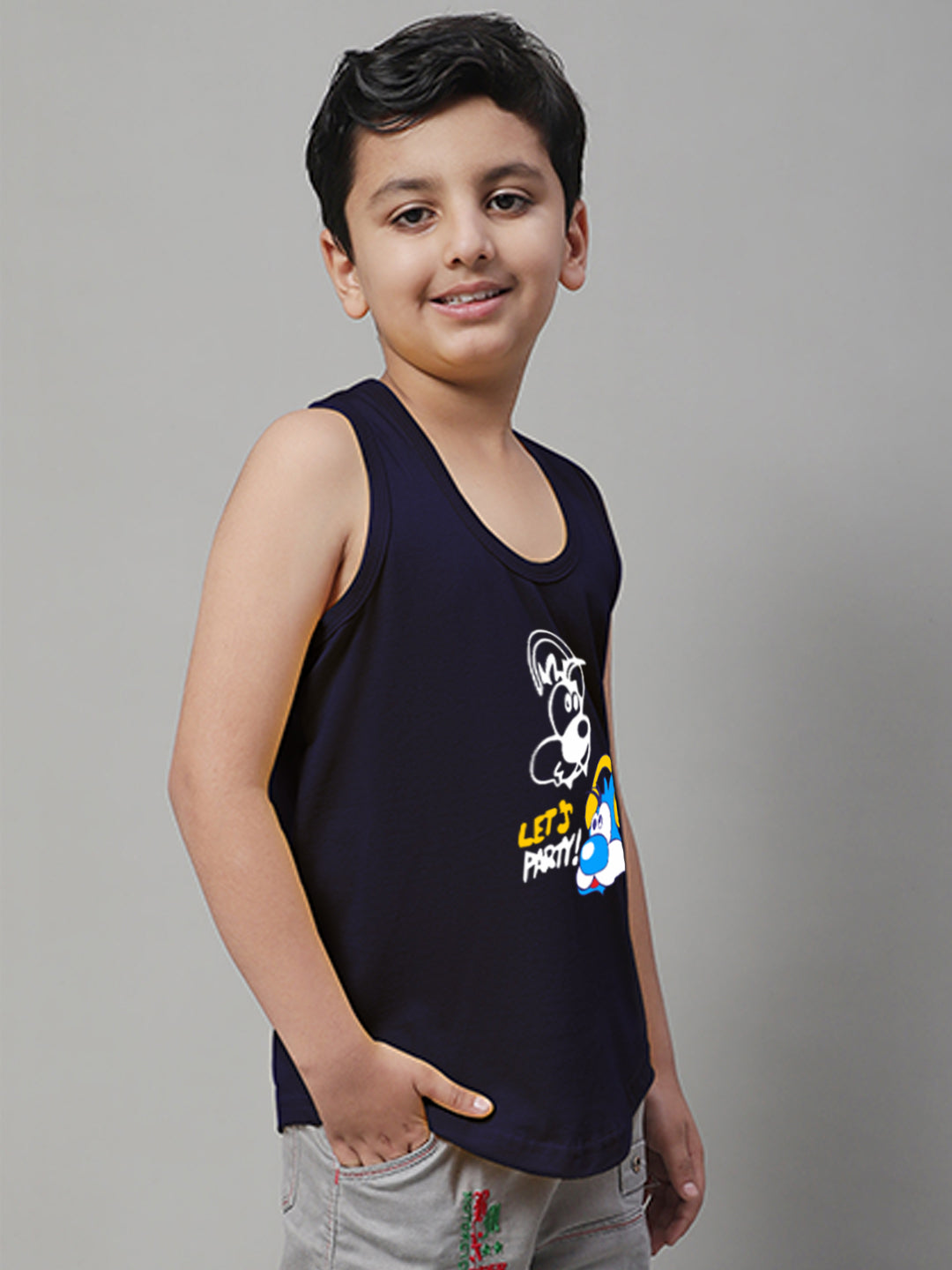 Boys Lets Party Regular Fit Printed Vest - Friskers