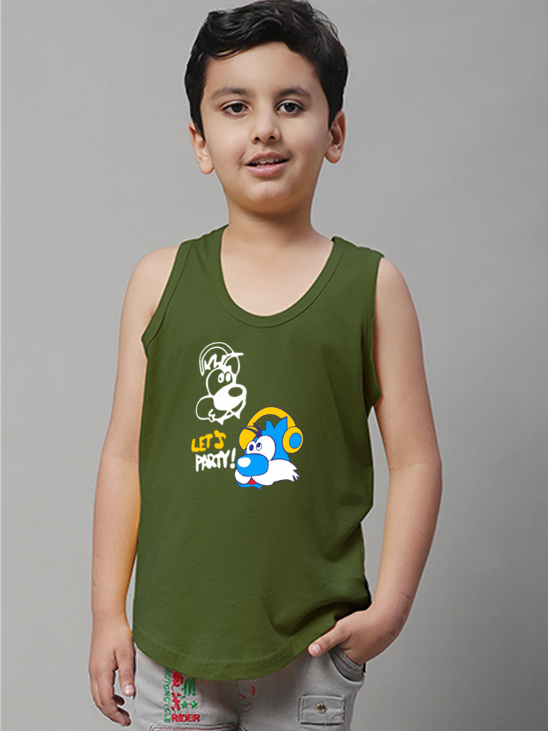 Boys Lets Party Regular Fit Printed Vest - Friskers