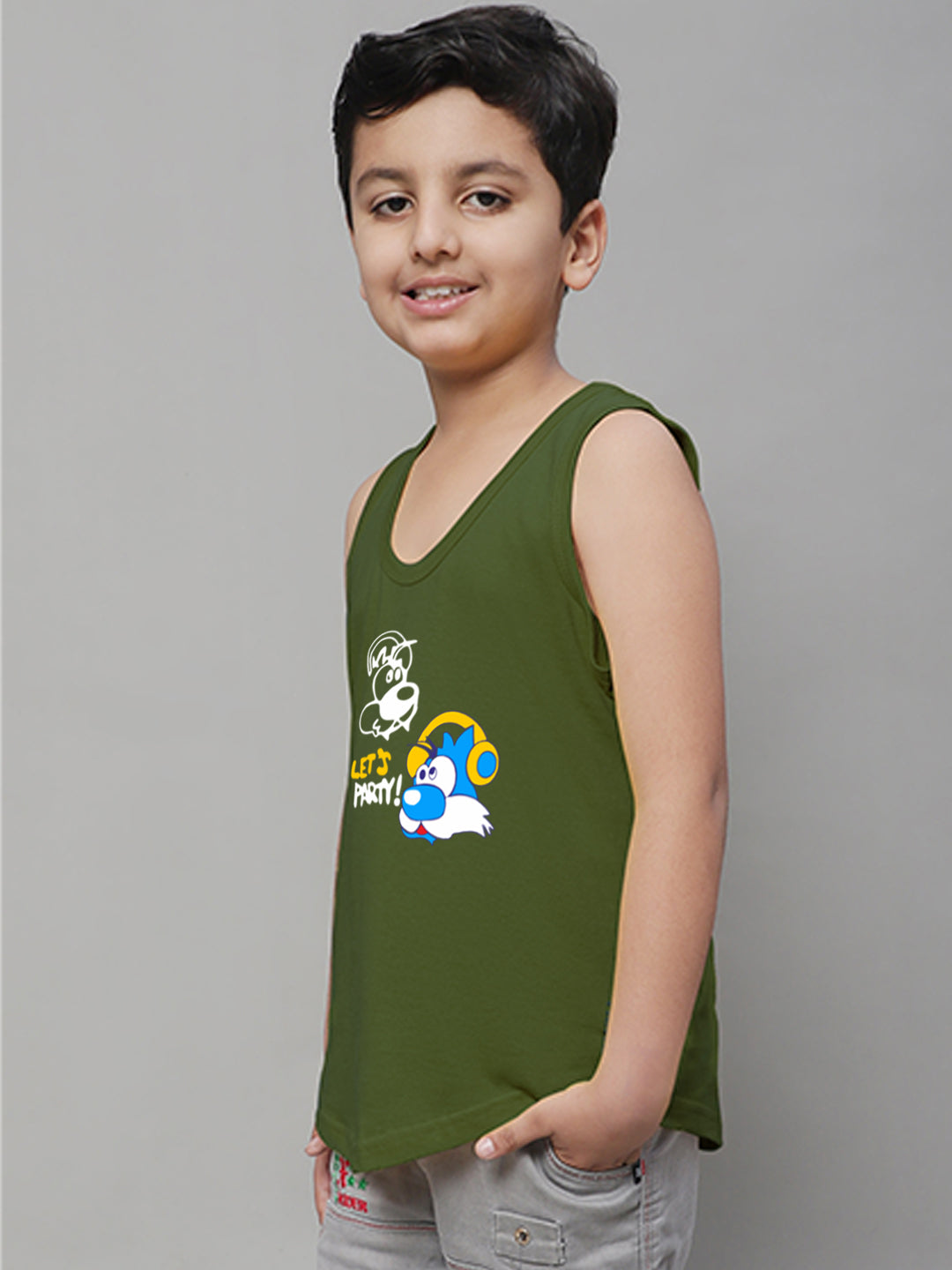 Boys Lets Party Regular Fit Printed Vest - Friskers