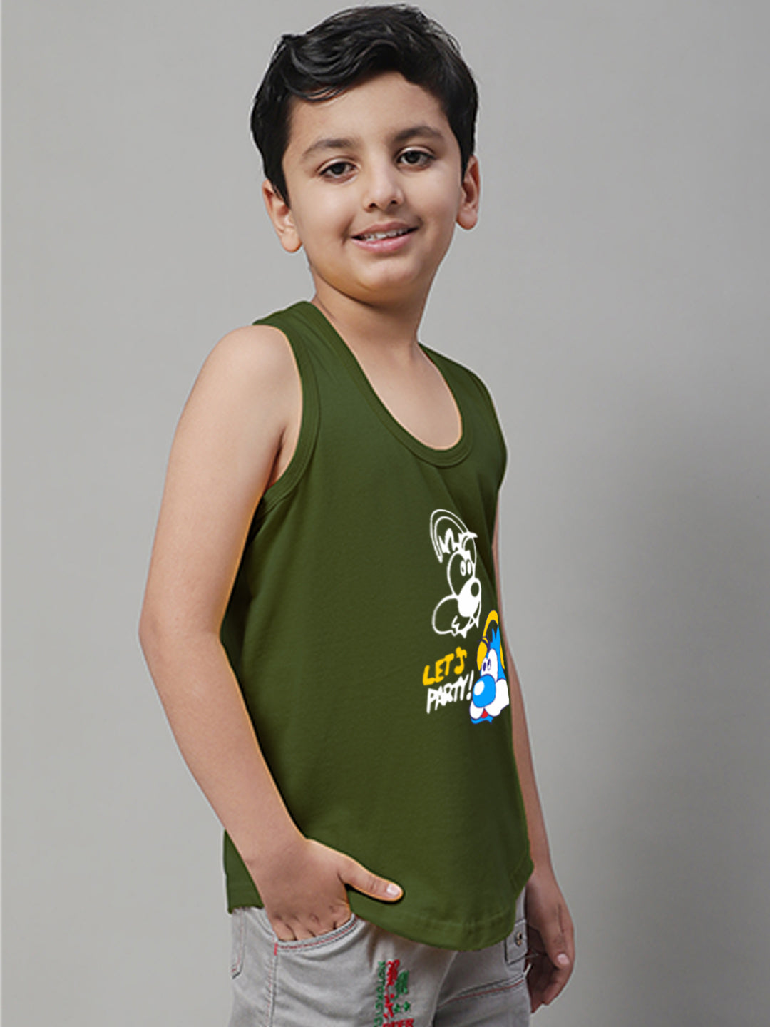 Boys Lets Party Regular Fit Printed Vest - Friskers