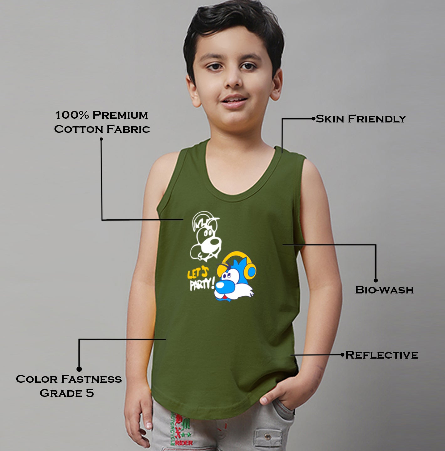 Boys Lets Party Regular Fit Printed Vest - Friskers