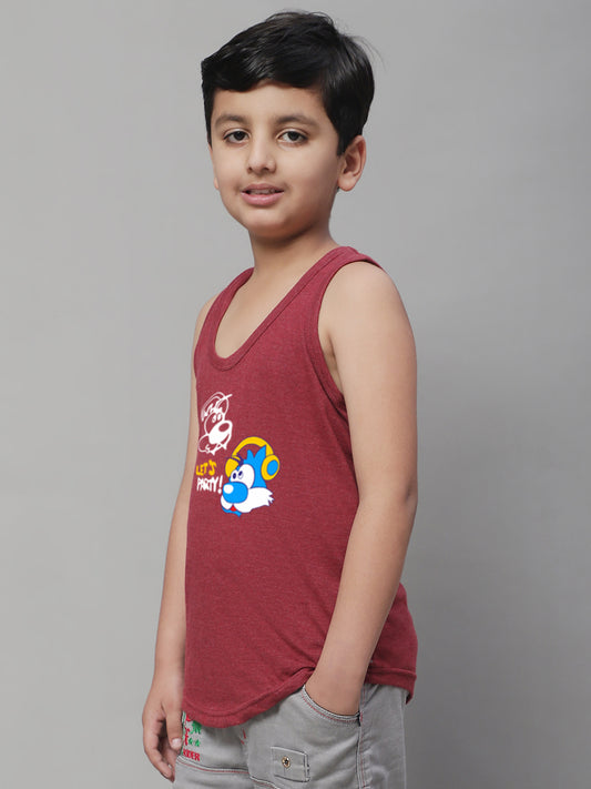 Kids Lets Party printed Regular Fit Vest - Friskers