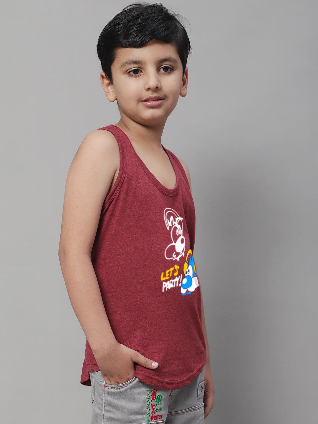 Kids Lets Party printed Regular Fit Vest - Friskers