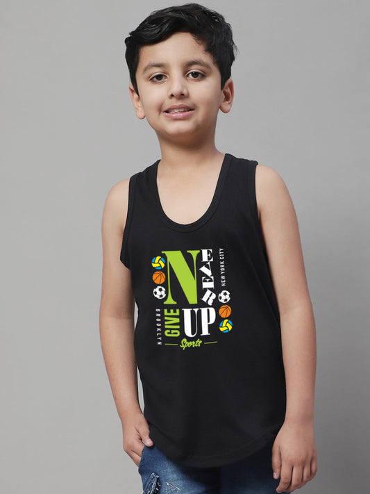 Boys Never Giveup Regular Fit Printed Vest - Friskers