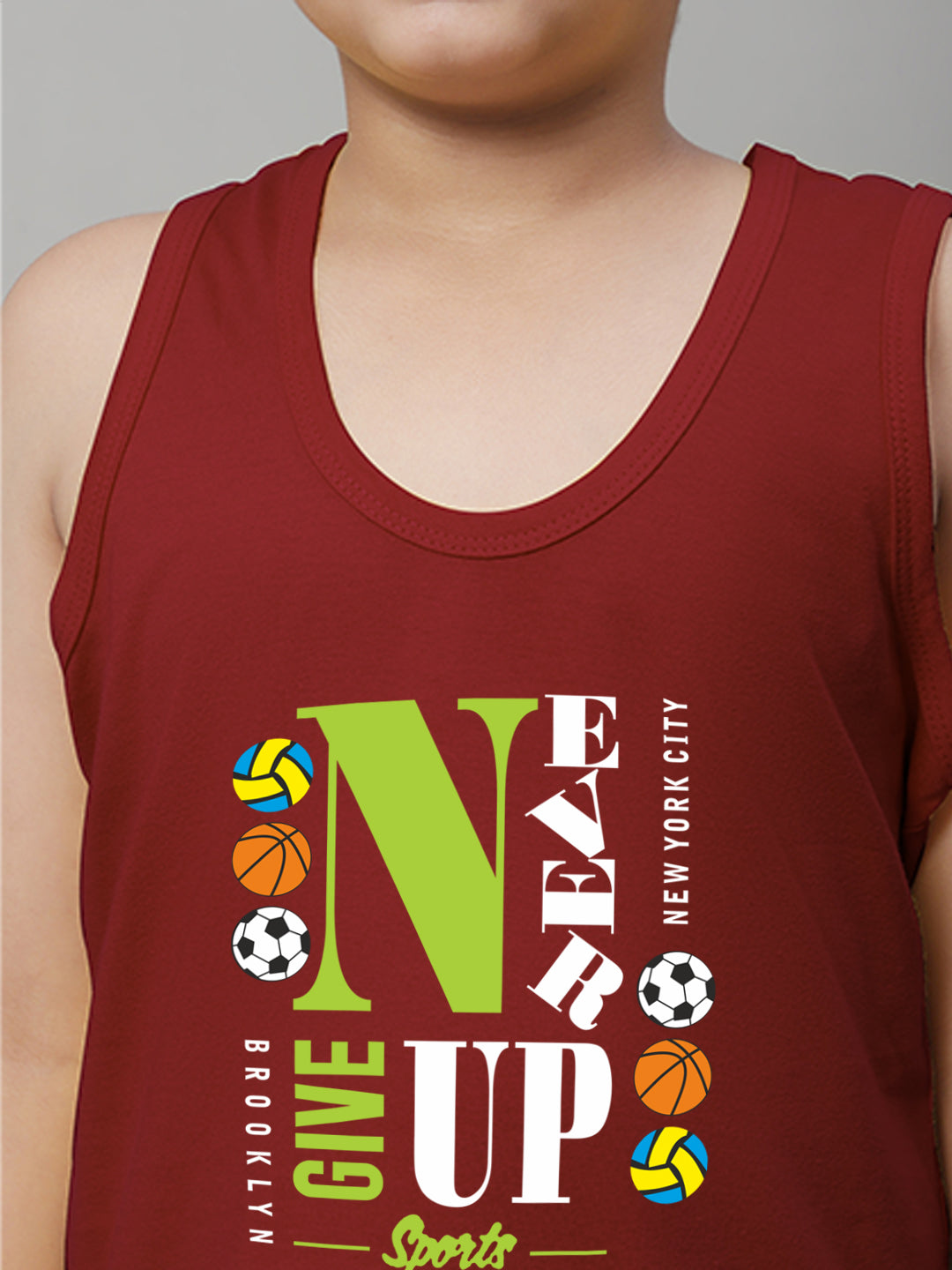 Boys Never Giveup Regular Fit Printed Vest - Friskers