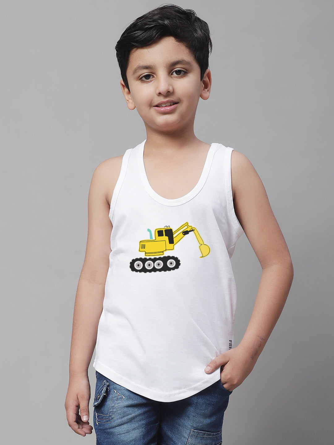 Boys Excavator Regular Fit Printed Vest - Friskers