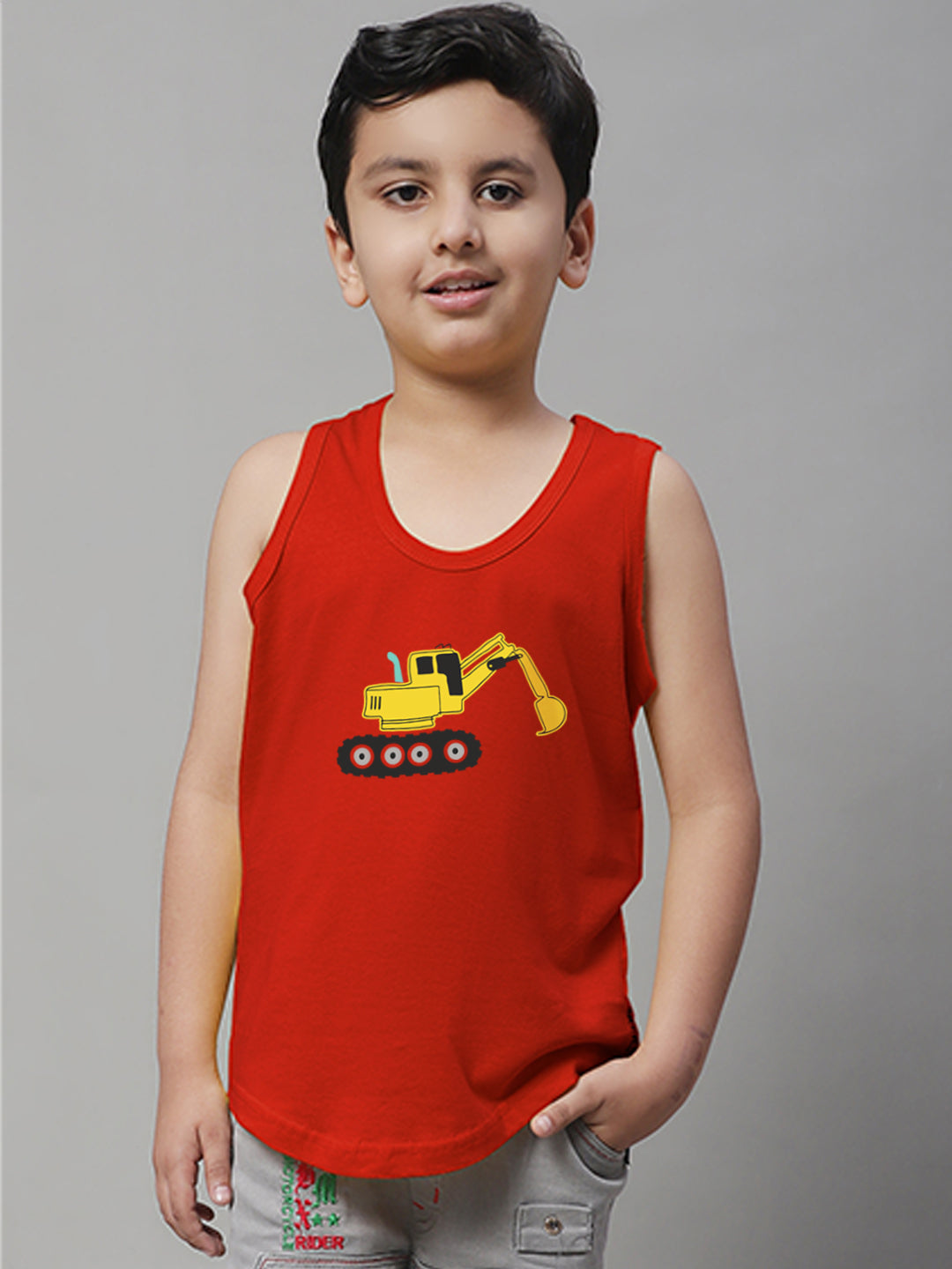 Boys Excavator Regular Fit Printed Vest - Friskers