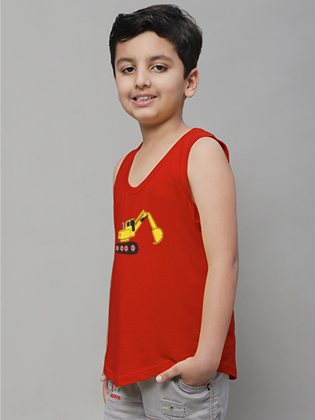 Boys Excavator Regular Fit Printed Vest - Friskers