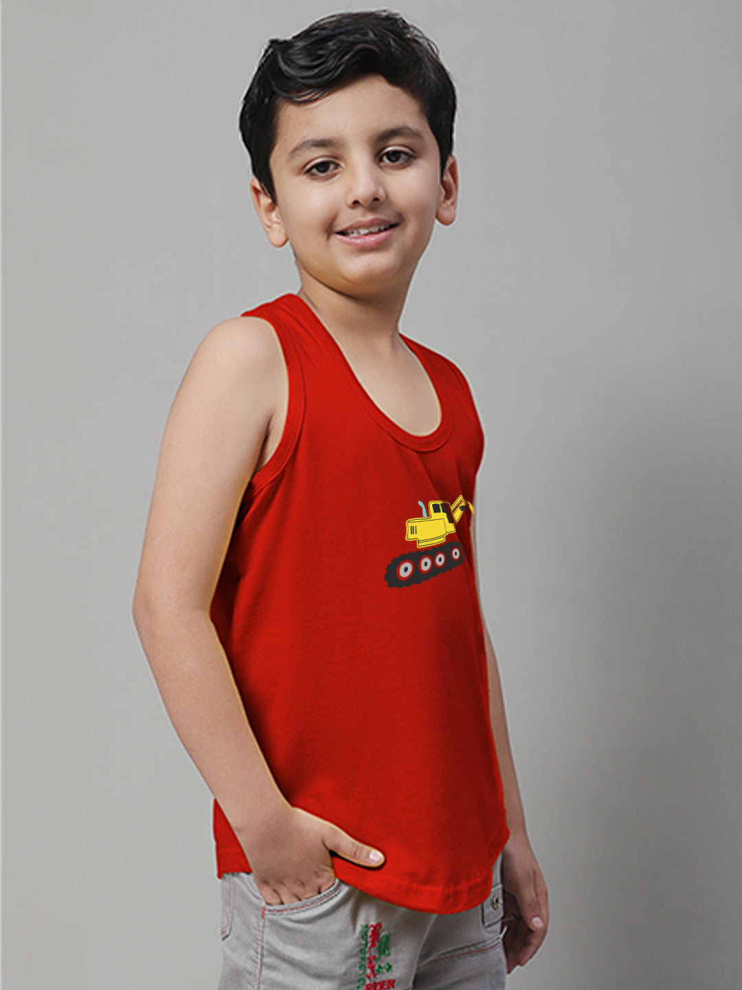 Boys Excavator Regular Fit Printed Vest - Friskers