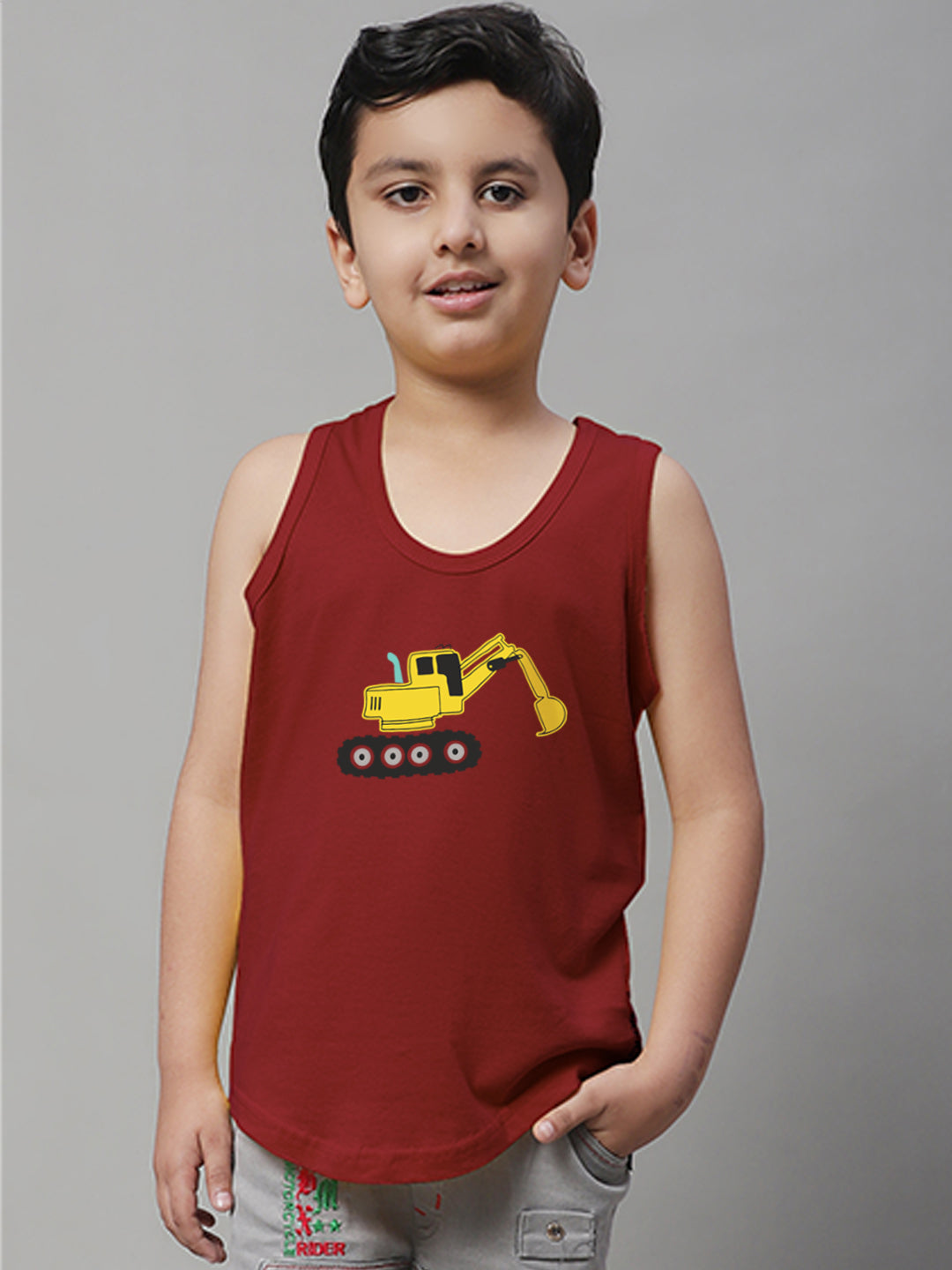 Boys Excavator Regular Fit Printed Vest - Friskers