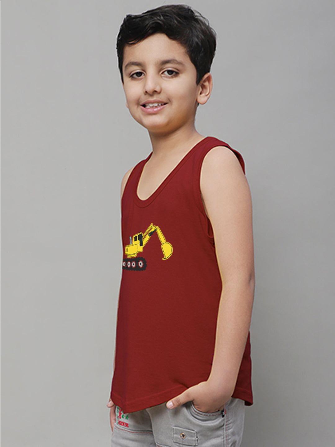 Boys Excavator Regular Fit Printed Vest - Friskers