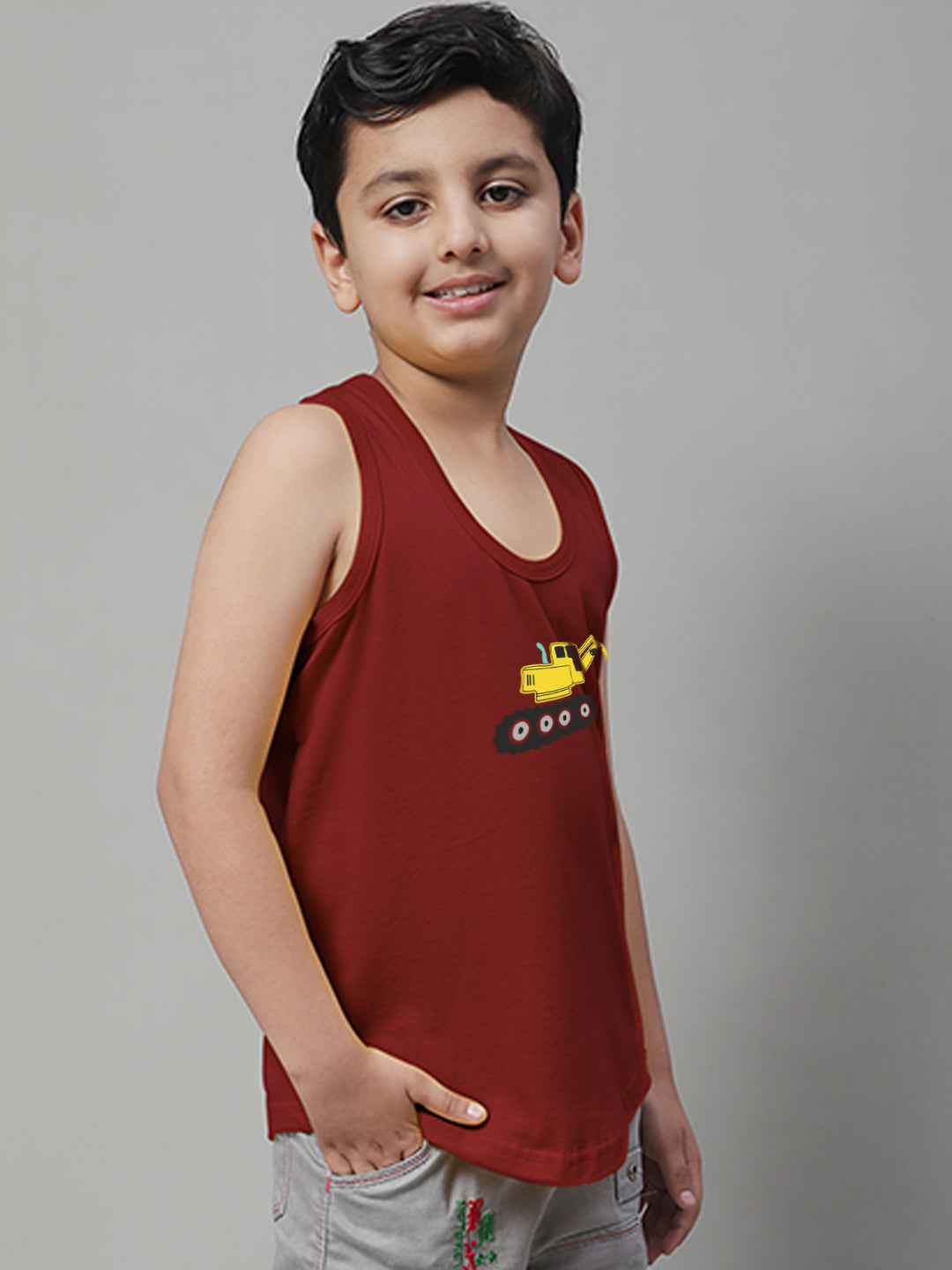 Boys Excavator Regular Fit Printed Vest - Friskers