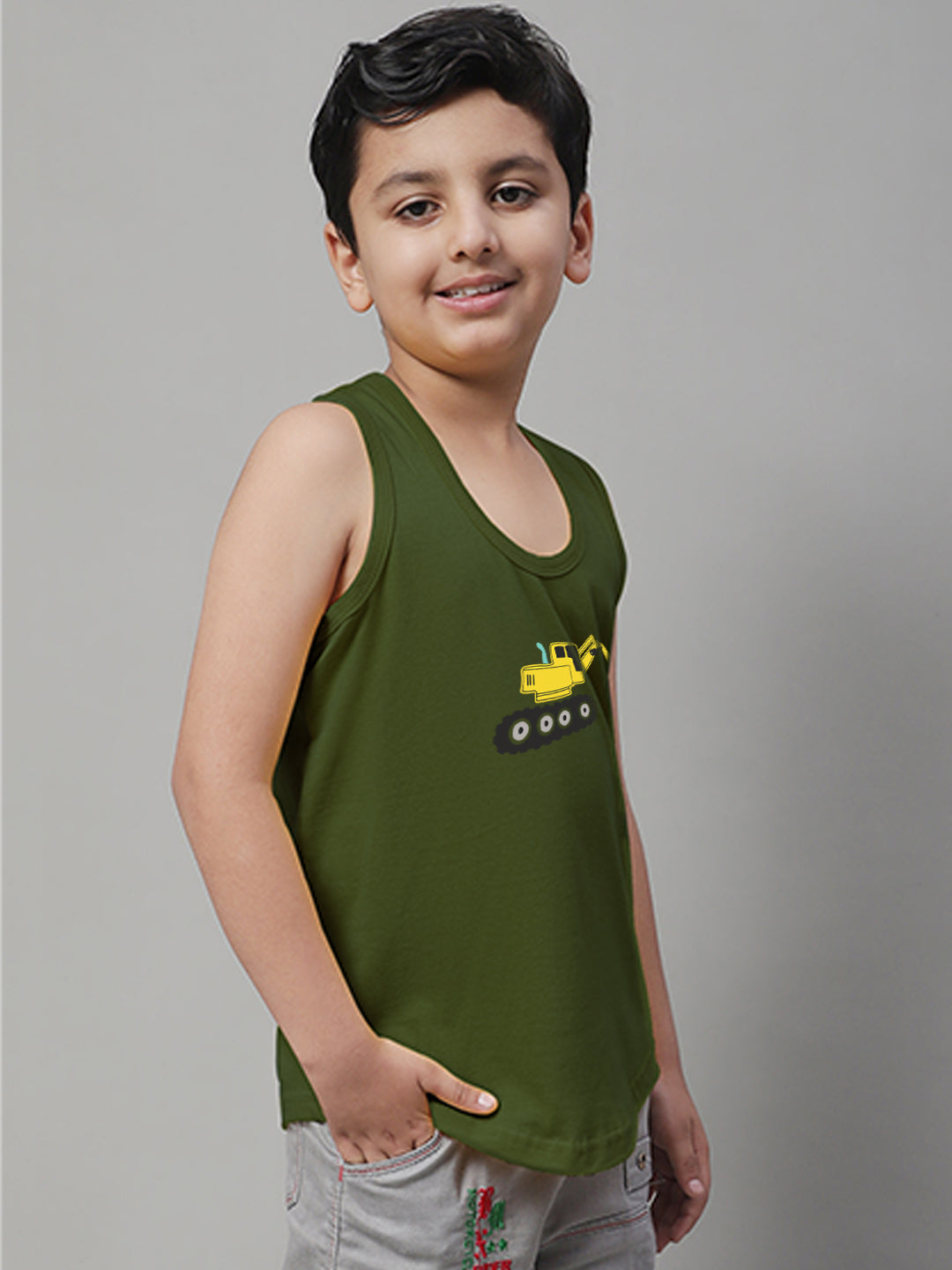 Boys Excavator Regular Fit Printed Vest - Friskers