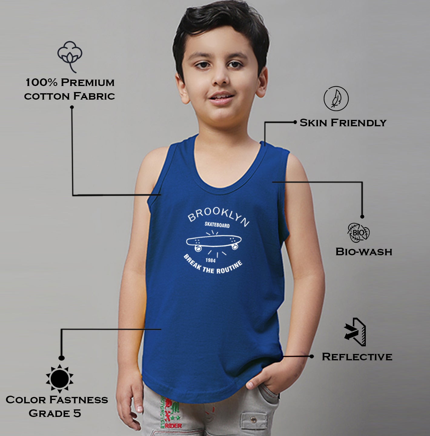 Boys Brooklyn Printed Regular Fit Vest - Friskers