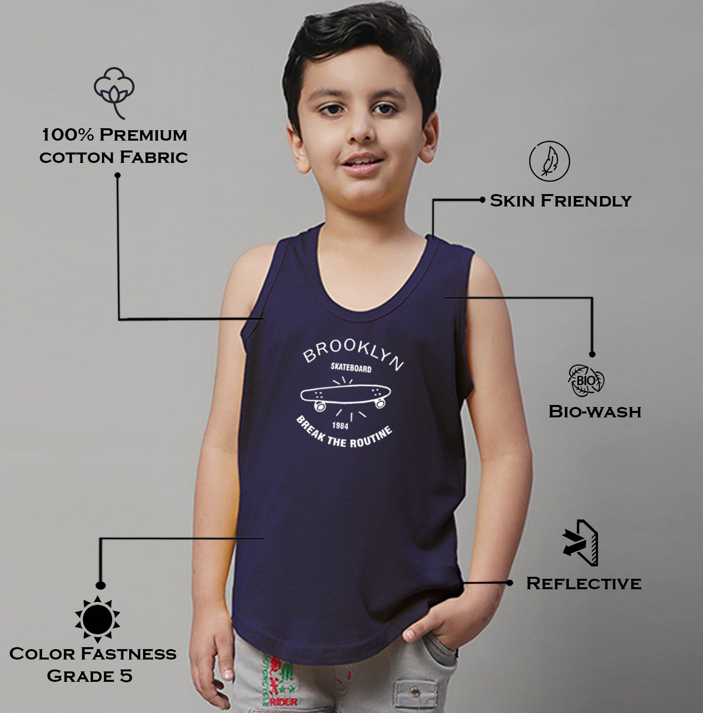 Boys Brooklyn Printed Regular Fit Vest - Friskers