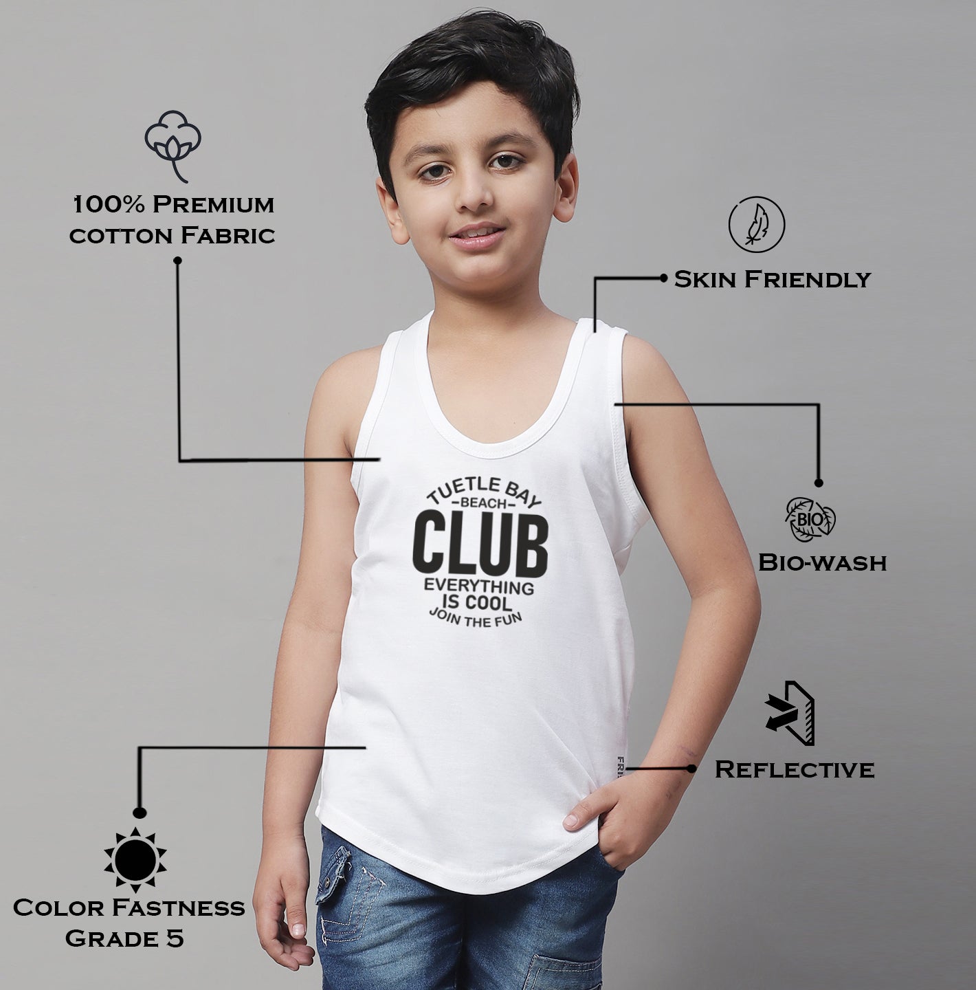 Boys Club Printed Regular Fit Vest - Friskers