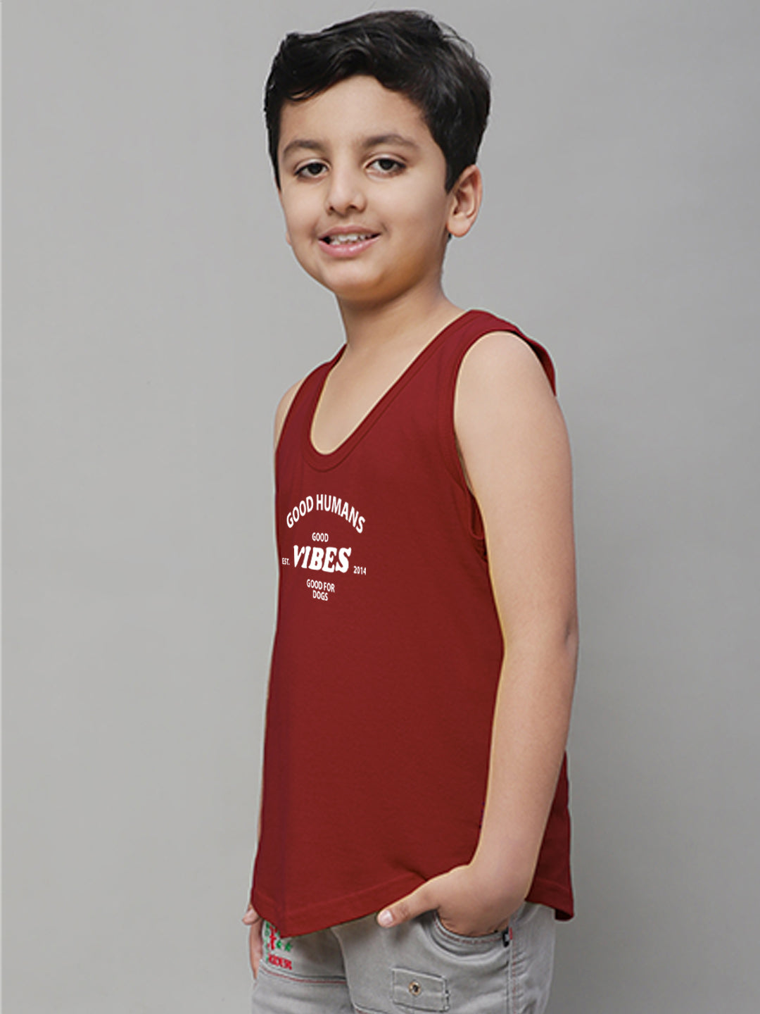 Boys Good Vibes Printed Regular Fit Vest - Friskers