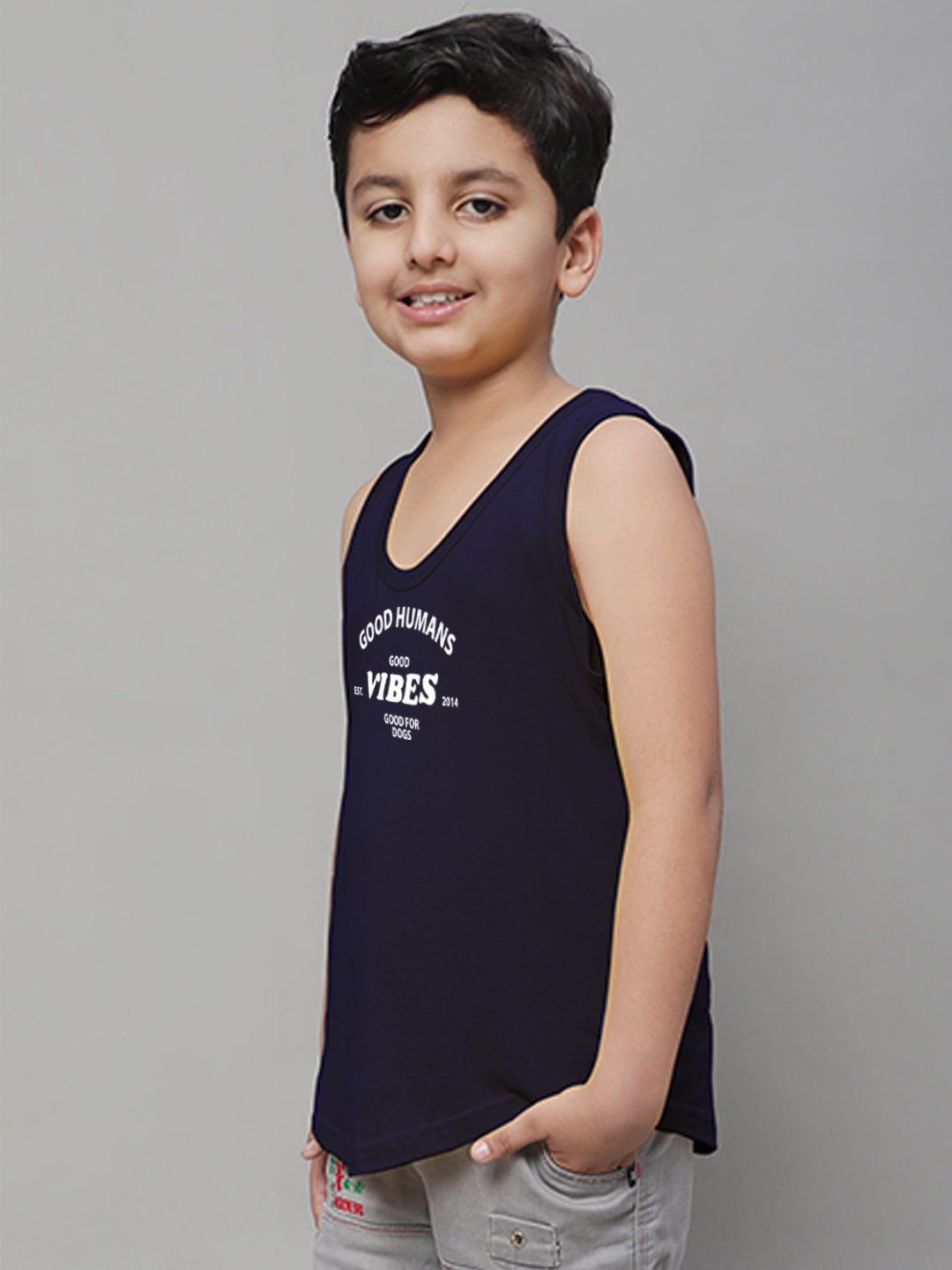 Boys Good Vibes Printed Regular Fit Vest - Friskers