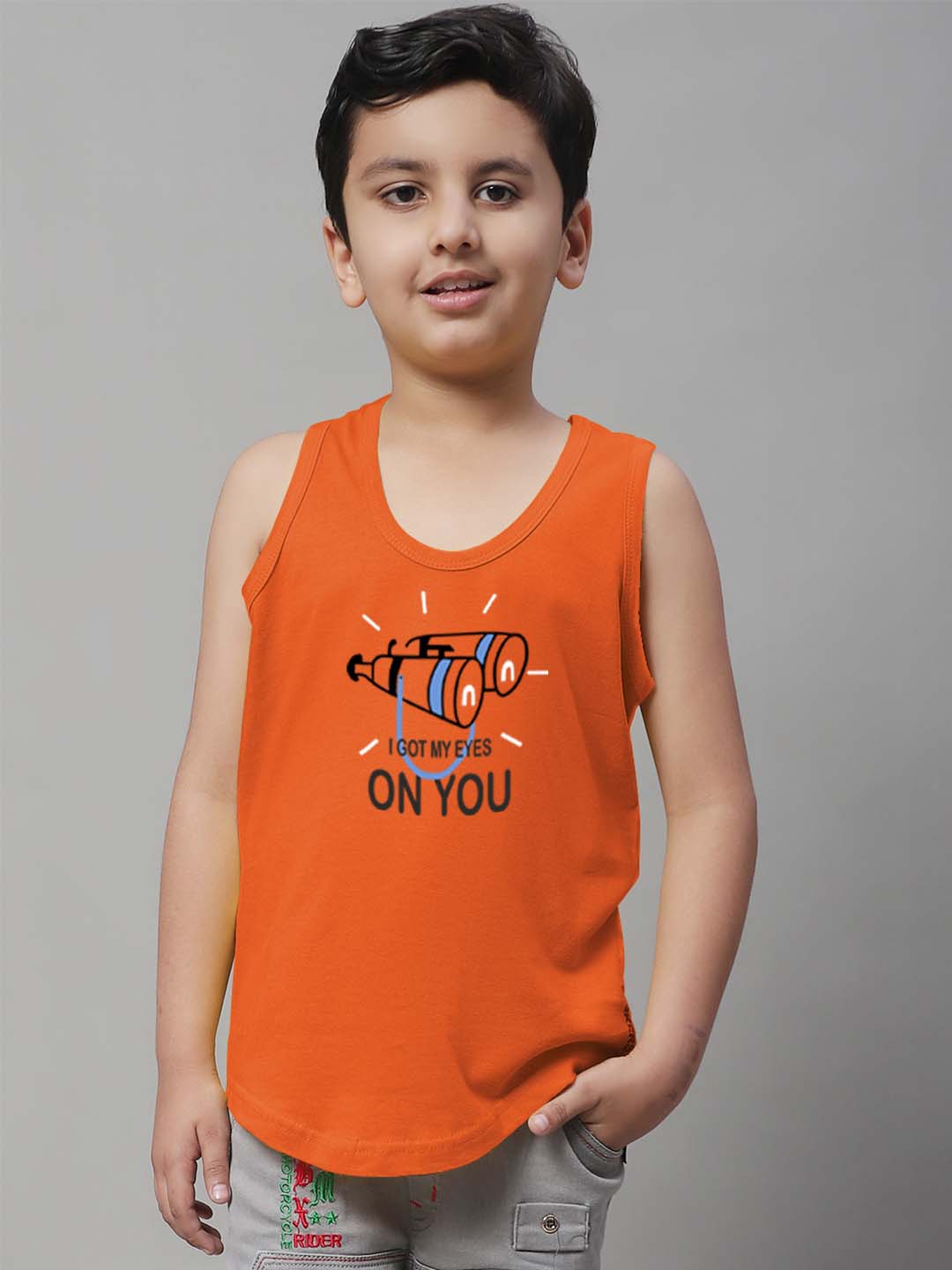 Boys I Got My Eyes On You Printed Regular Fit Vest - Friskers