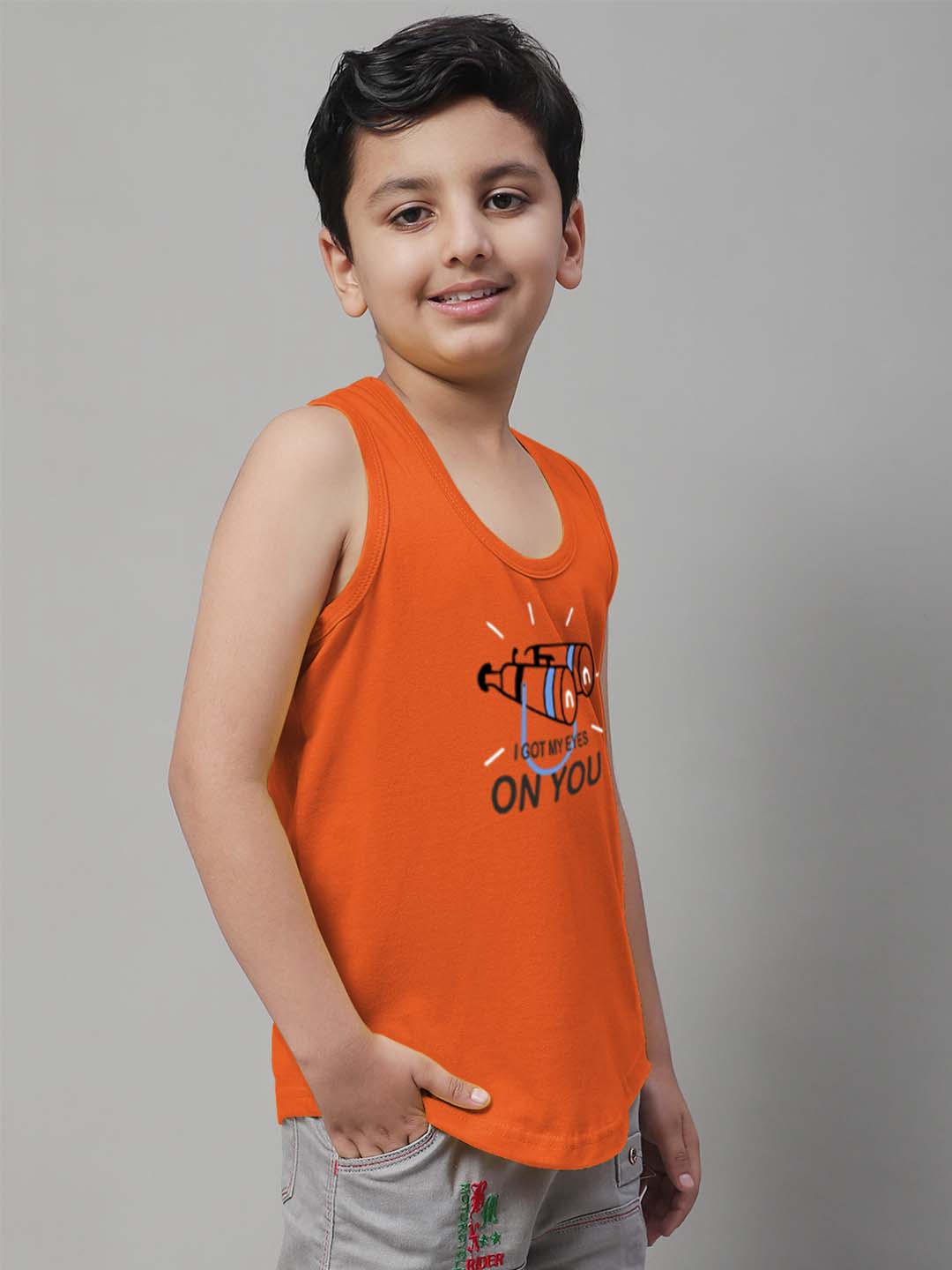 Boys I Got My Eyes On You Printed Regular Fit Vest - Friskers