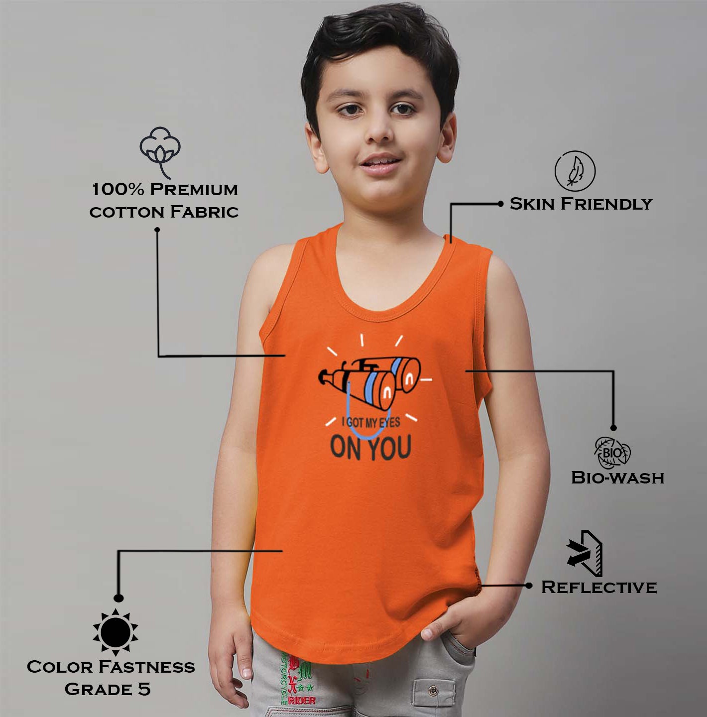 Boys I Got My Eyes On You Printed Regular Fit Vest - Friskers